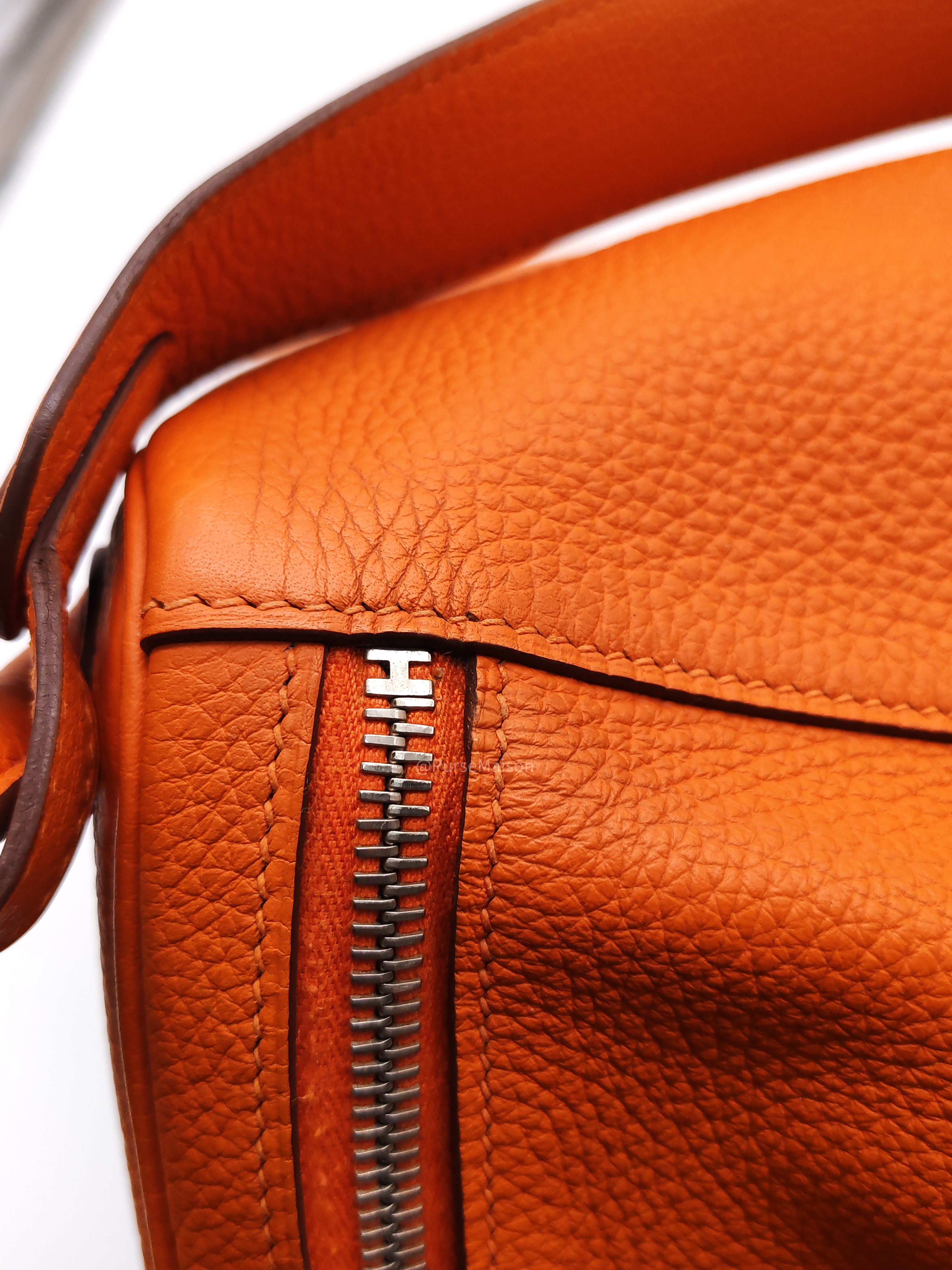 Hermes Lindy 30 in Orange Clemence Leather Palladium Hardware Stamp O Square(2011)