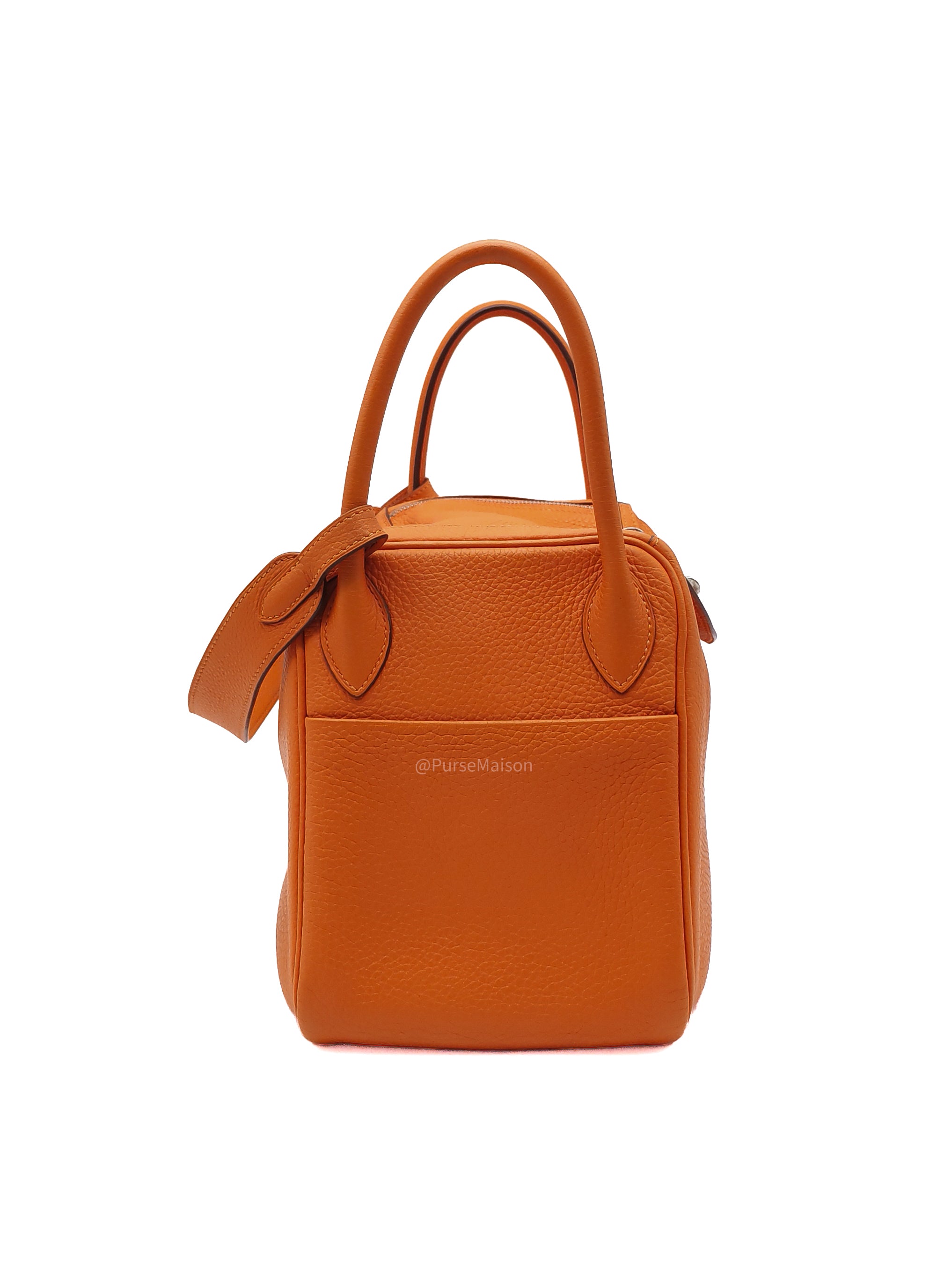 Hermes Lindy 30 in Orange Clemence Leather Palladium Hardware Stamp O Square(2011)