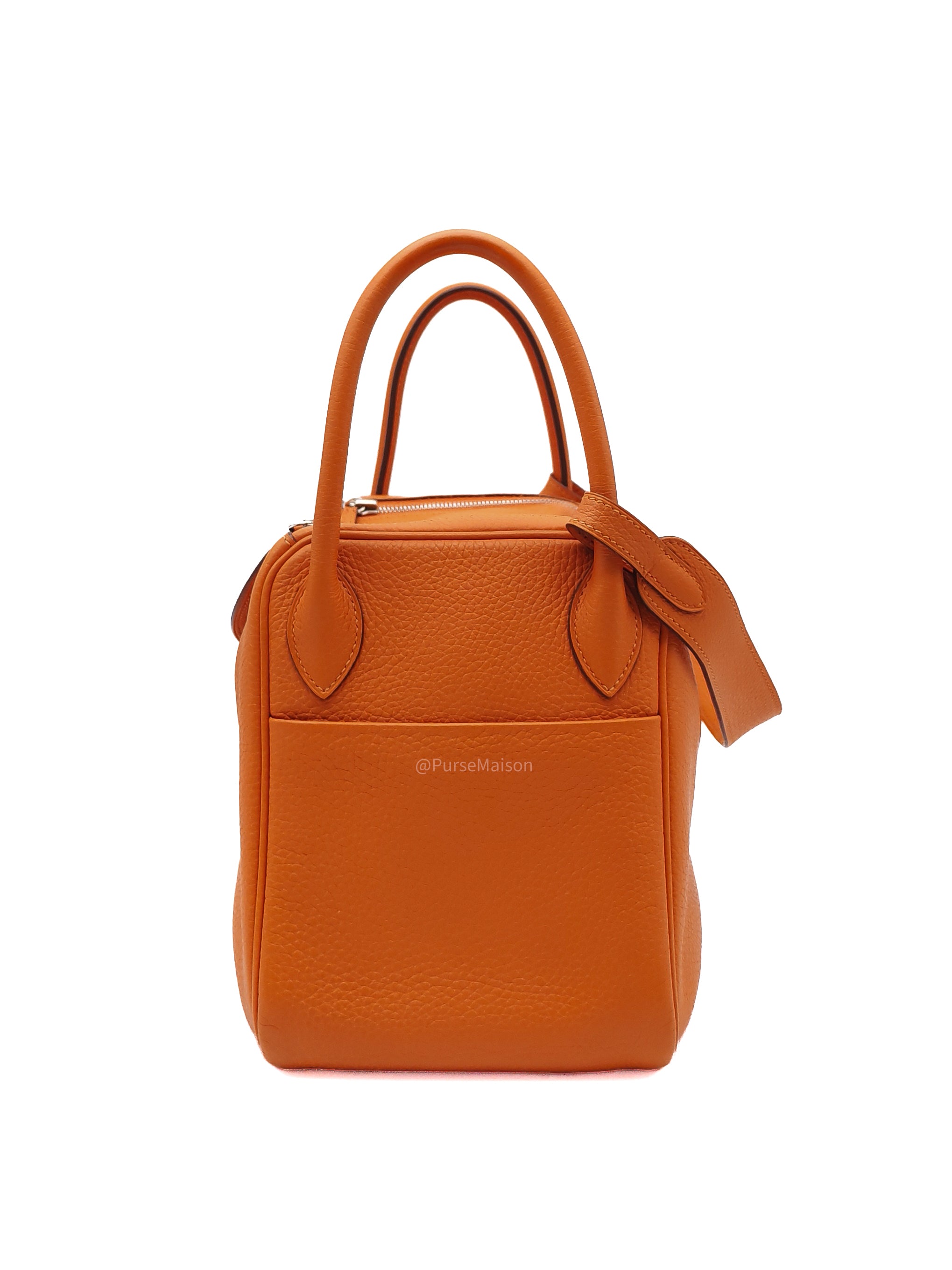 Hermes Lindy 30 in Orange Clemence Leather Palladium Hardware Stamp O Square(2011)