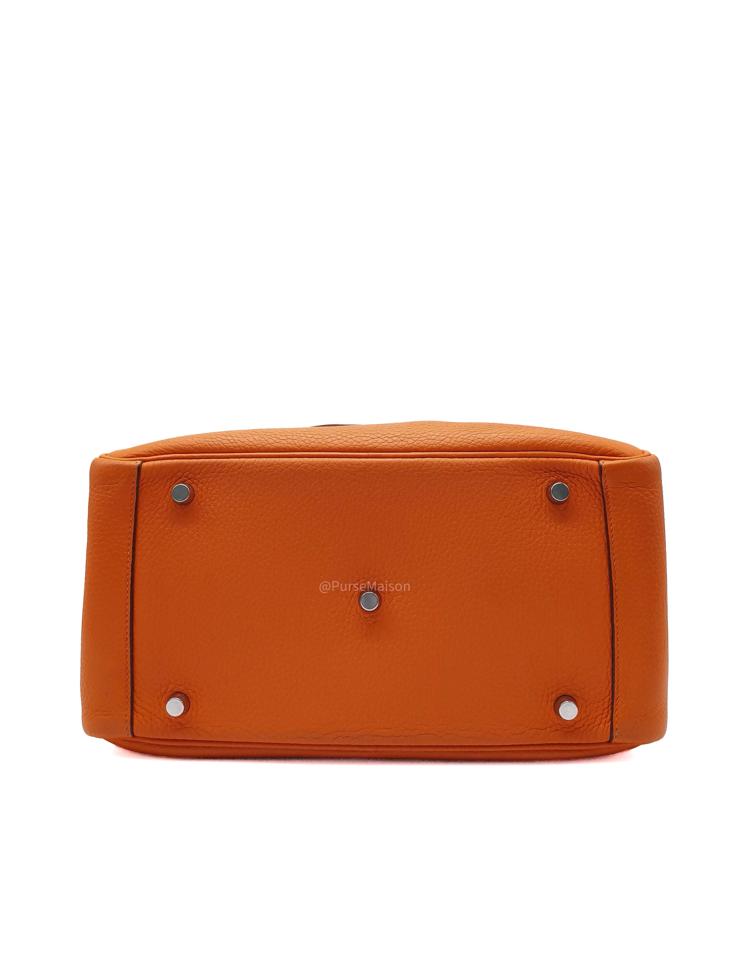 Hermes Lindy 30 in Orange Clemence Leather Palladium Hardware Stamp O Square(2011)