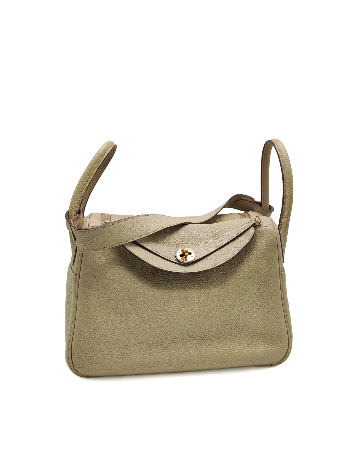 Hermes Lindy 30 in Trench Clemence Leather Gold Hardware Stamp Square Q (2013)
