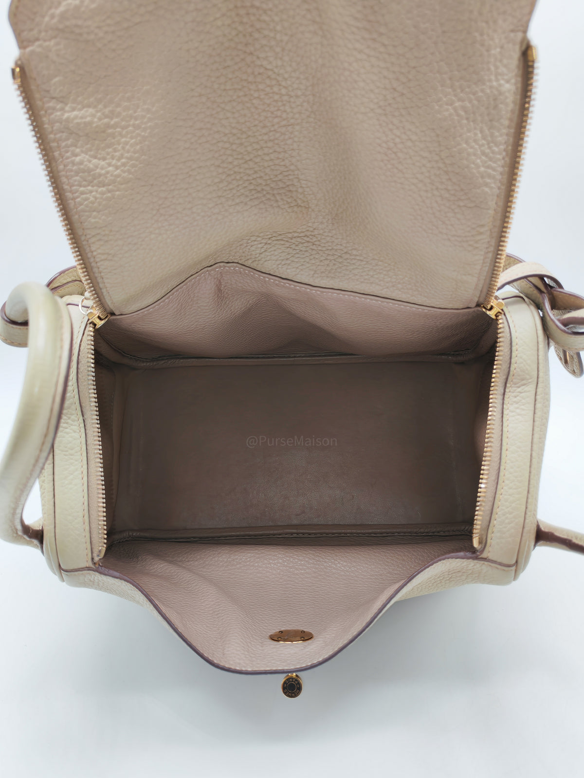 Hermes Lindy 30 in Trench Clemence Leather Gold Hardware Stamp Square Q (2013)