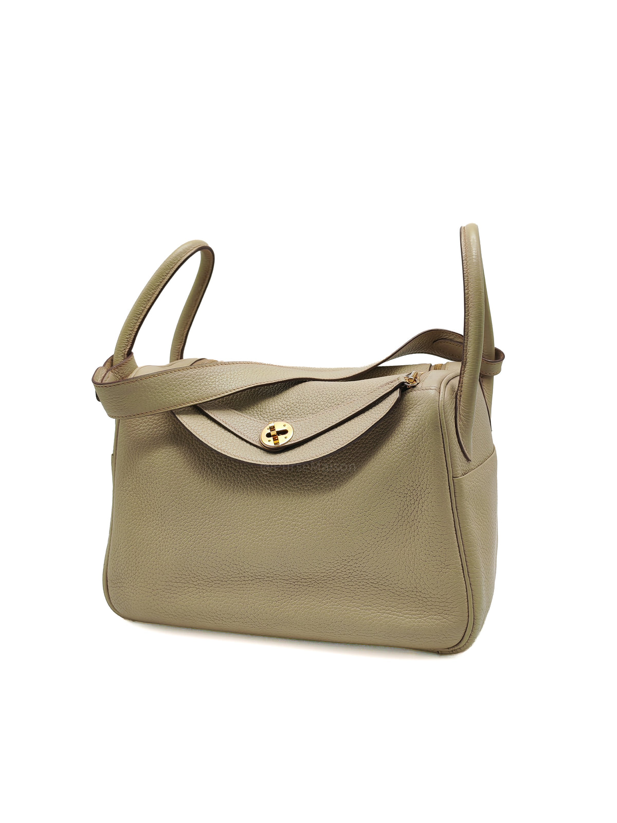 Hermes Lindy 30 in Trench Clemence Leather Gold Hardware Stamp Square Q (2013)