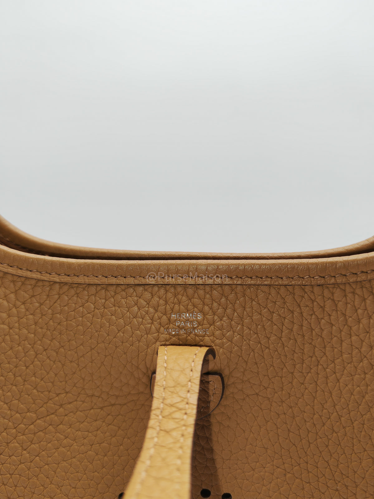 Hermes Mini Evelyne 16 in Biscuit Clemence Leather and Palladium Hardware Stamp Z (2021)
