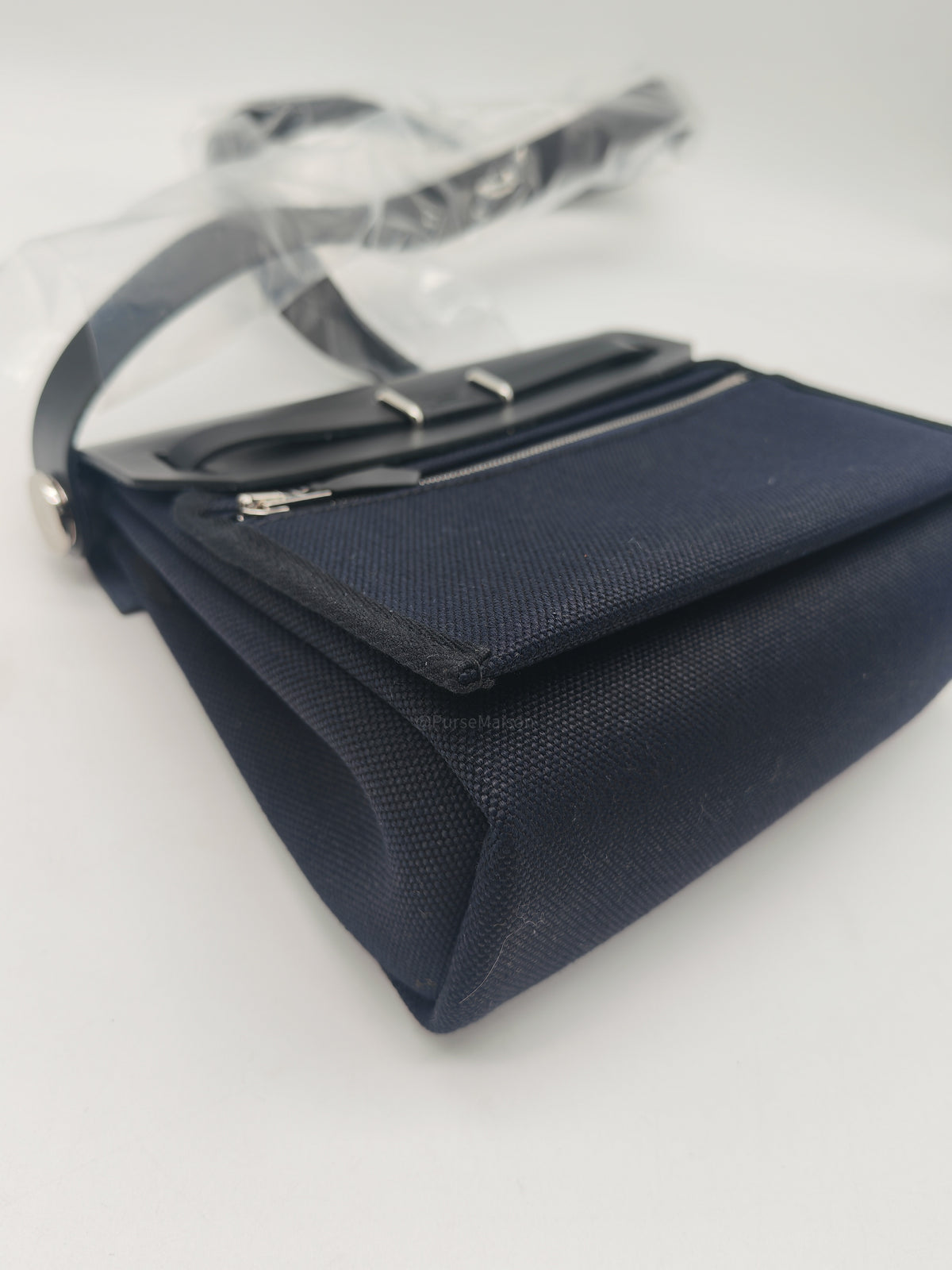 Hermes Mini Herbag Zip RT 20 in Blue Indigo Canvas & Noir Leather Palladium Hardware Stamp G (2025)