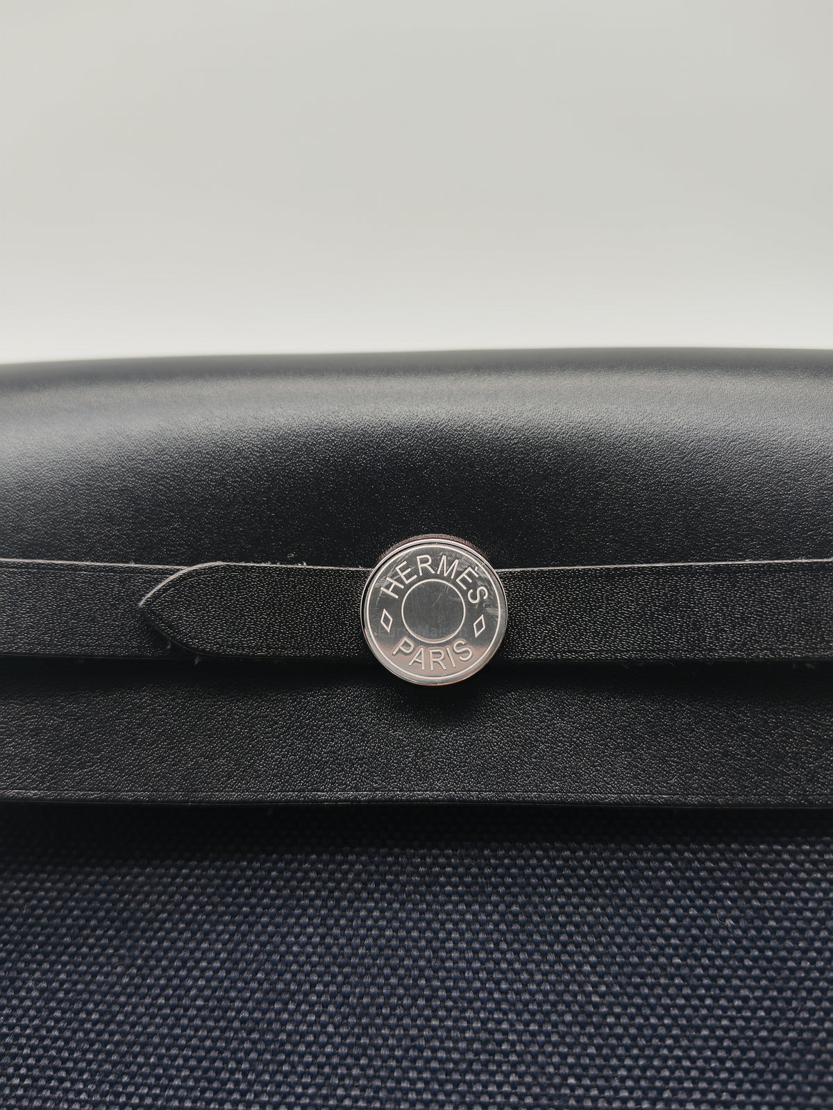 Hermes Mini Herbag Zip RT 20 in Blue Indigo Canvas & Noir Leather Palladium Hardware Stamp G (2025)