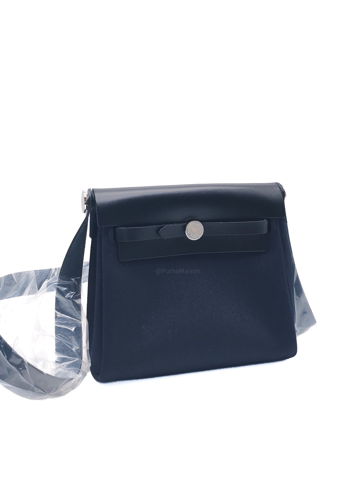 Hermes Mini Herbag Zip RT 20 in Blue Indigo Canvas & Noir Leather Palladium Hardware Stamp G (2025)
