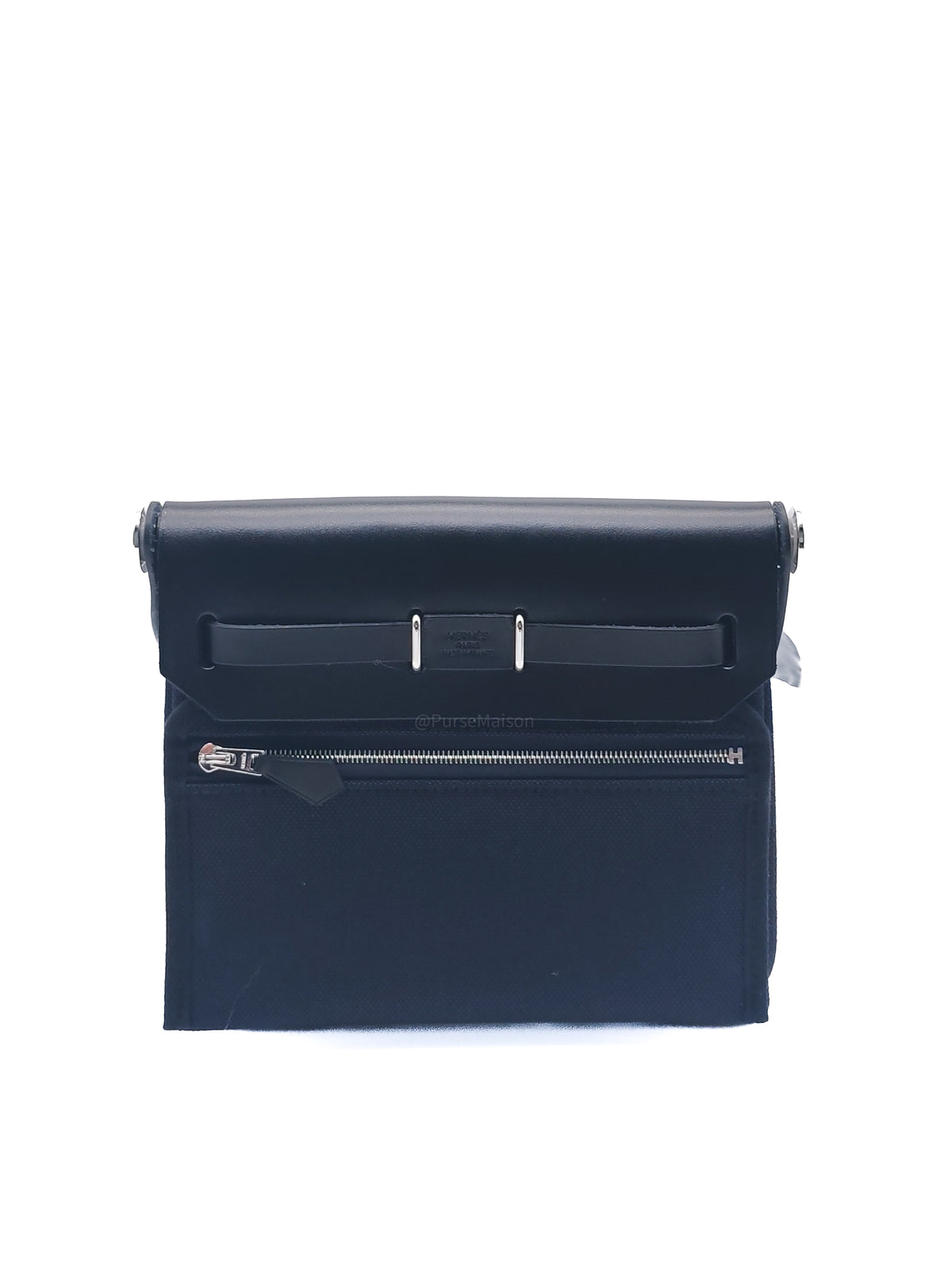 Hermes Mini Herbag Zip RT 20 in Blue Indigo Canvas & Noir Leather Palladium Hardware Stamp G (2025)