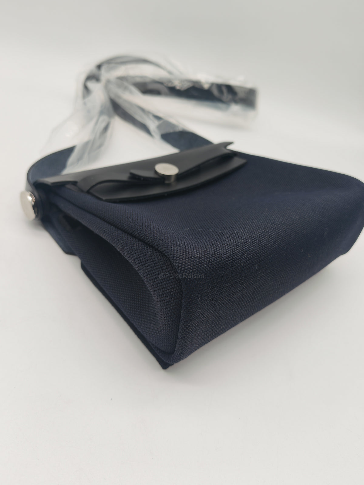 Hermes Mini Herbag Zip RT 20 in Blue Indigo Canvas & Noir Leather Palladium Hardware Stamp G (2025)