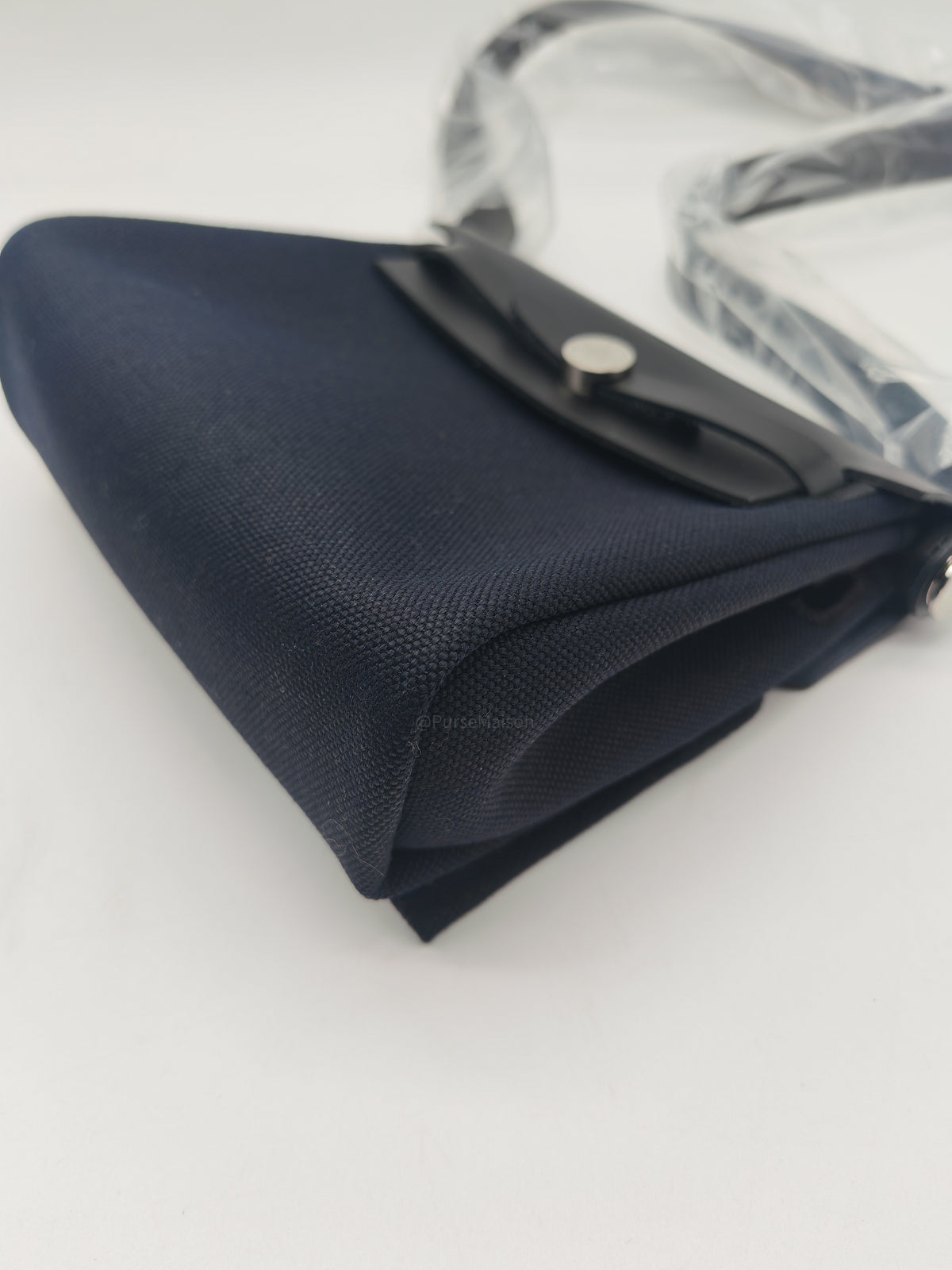 Hermes Mini Herbag Zip RT 20 in Blue Indigo Canvas & Noir Leather Palladium Hardware Stamp G (2025)