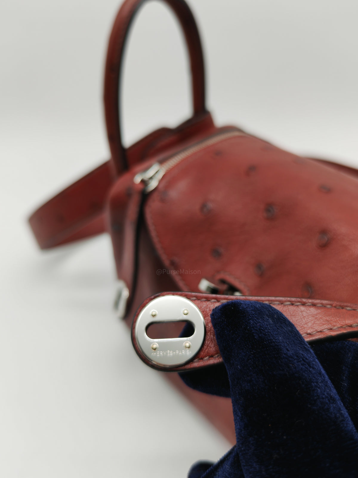 Hermes Mini Lindy in Rouge H Ostrich Leather Palladium Hardware  Stamp K (2025)
