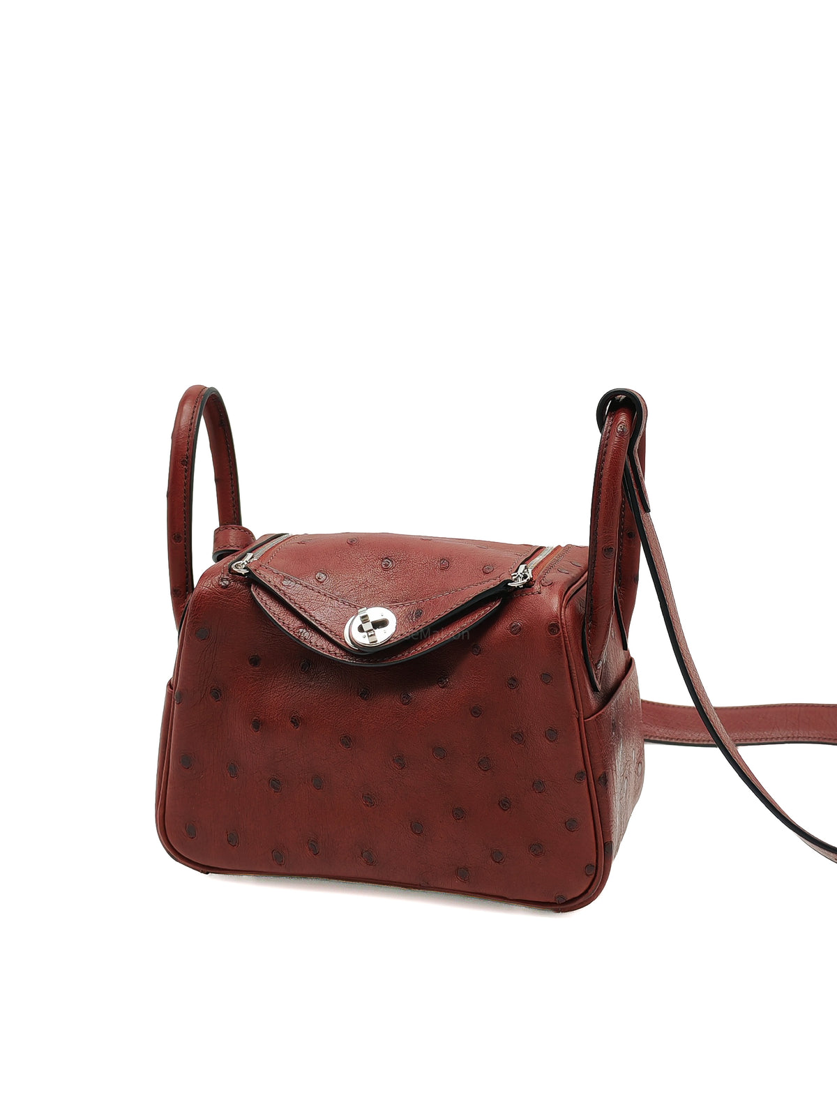 Hermes Mini Lindy in Rouge H Ostrich Leather Palladium Hardware  Stamp K (2025)