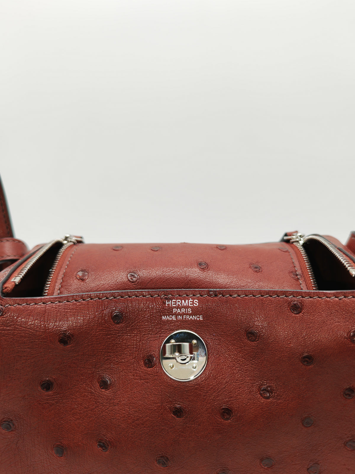 Hermes Mini Lindy in Rouge H Ostrich Leather Palladium Hardware  Stamp K (2025)