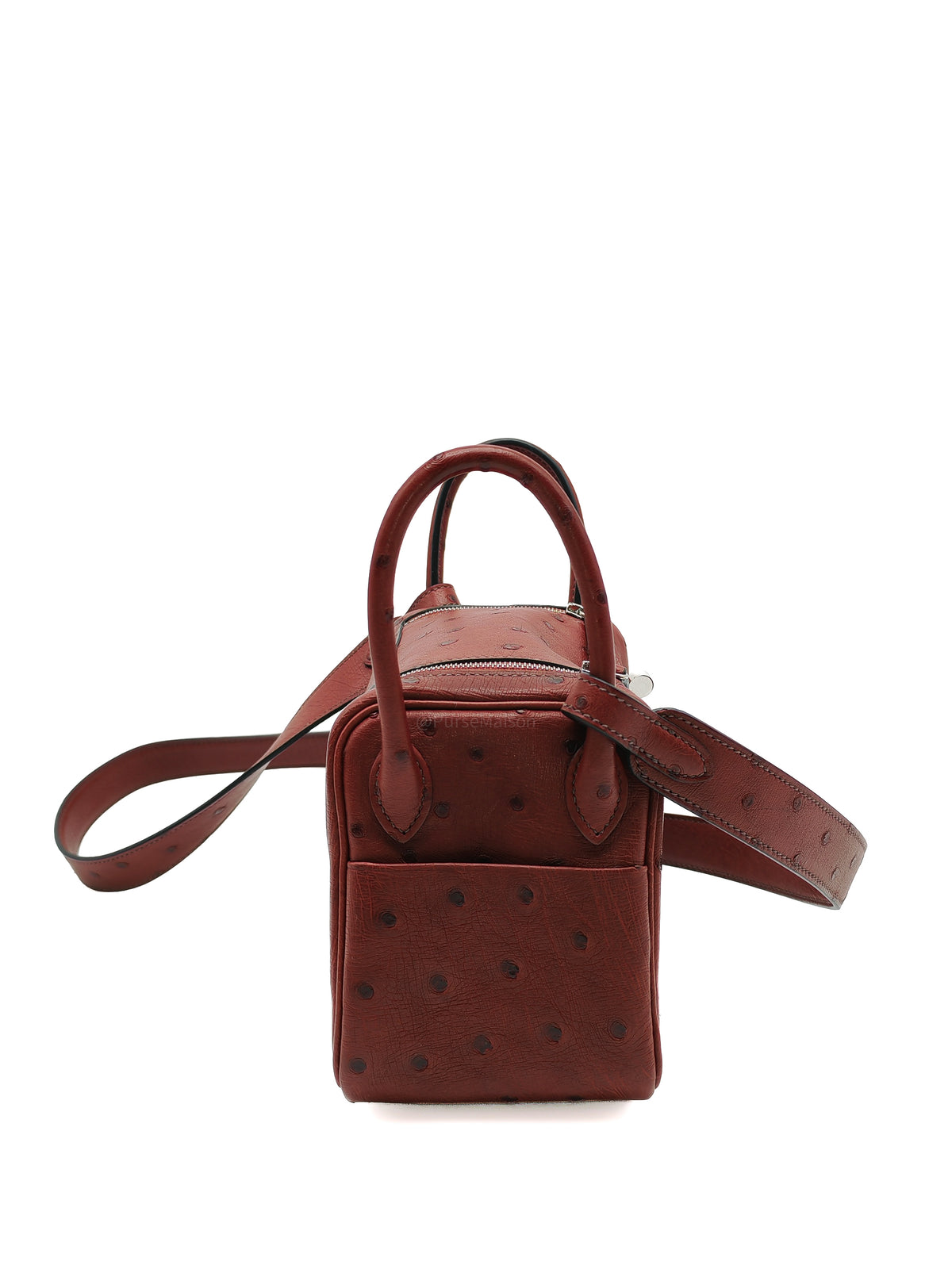 Hermes Mini Lindy in Rouge H Ostrich Leather Palladium Hardware  Stamp K (2025)