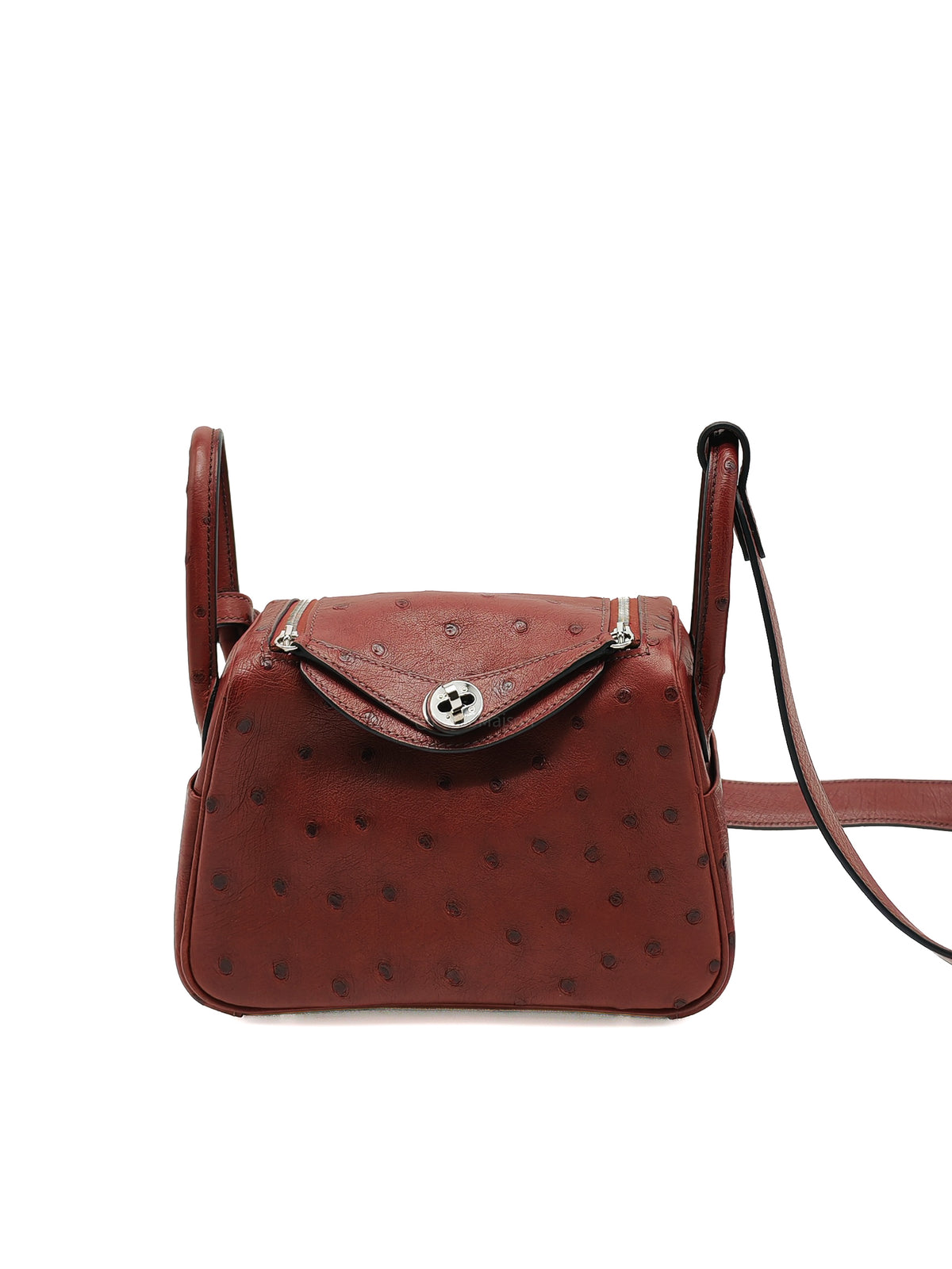 Hermes Mini Lindy in Rouge H Ostrich Leather Palladium Hardware  Stamp K (2025)