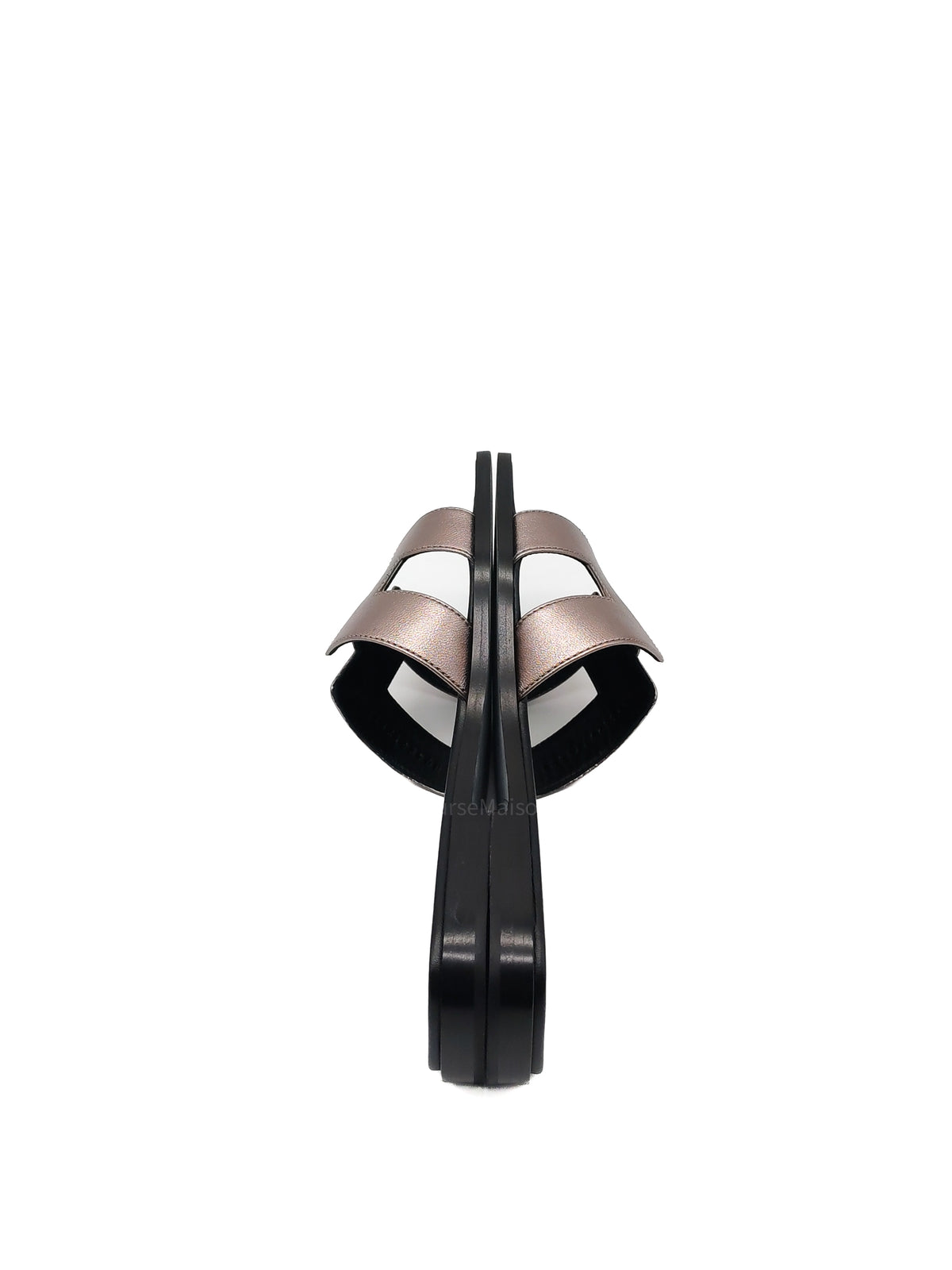 Hermes Oran Sandals in Champagne Metallic Chevre Matallisee Leather Size 37 EU (23.5 cm)