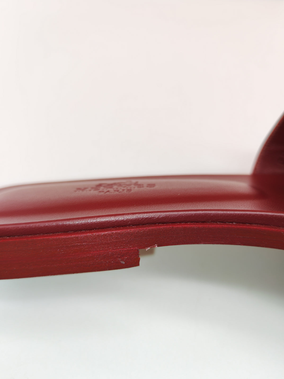 Hermes Oran Sandals in Rouge H Calfskin Leather Size 37 EU(23.5 cm)