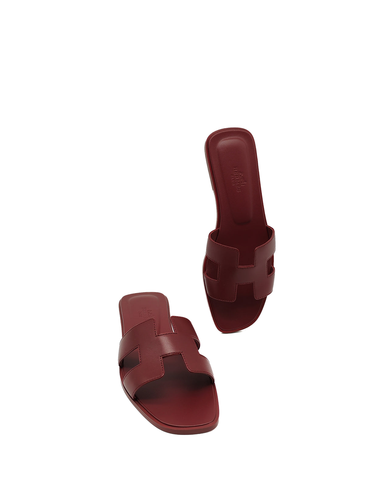 Hermes Oran Sandals in Rouge H Calfskin Leather Size 37 EU(23.5 cm)