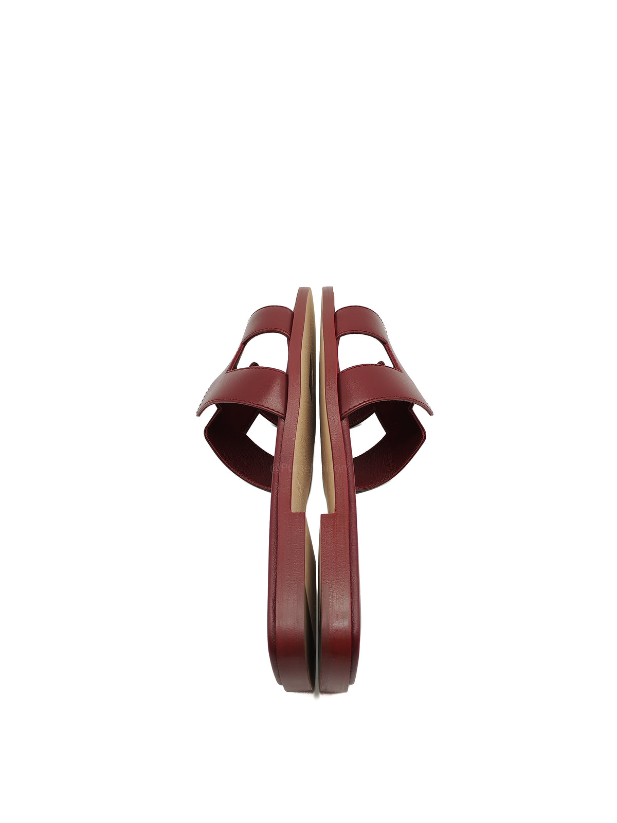 Hermes Oran Sandals in Rouge H Calfskin Leather Size 37 EU(23.5 cm)