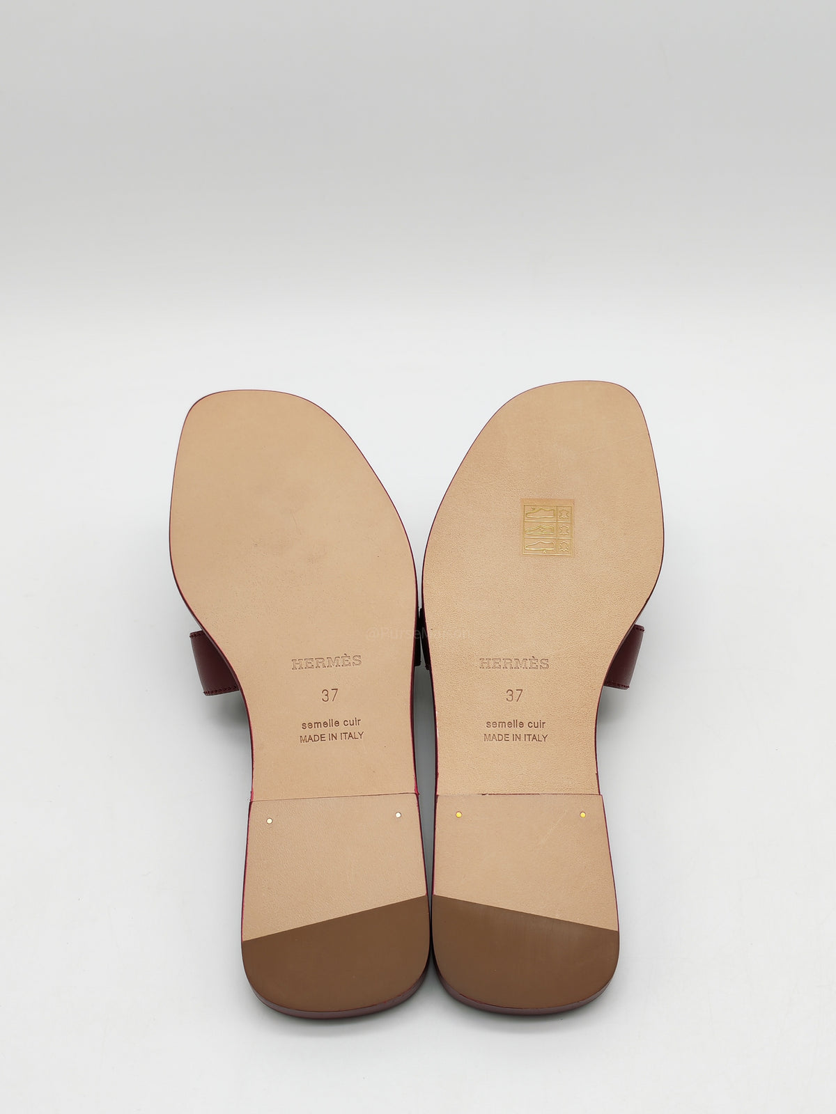Hermes Oran Sandals in Rouge H Calfskin Leather Size 37 EU(23.5 cm)