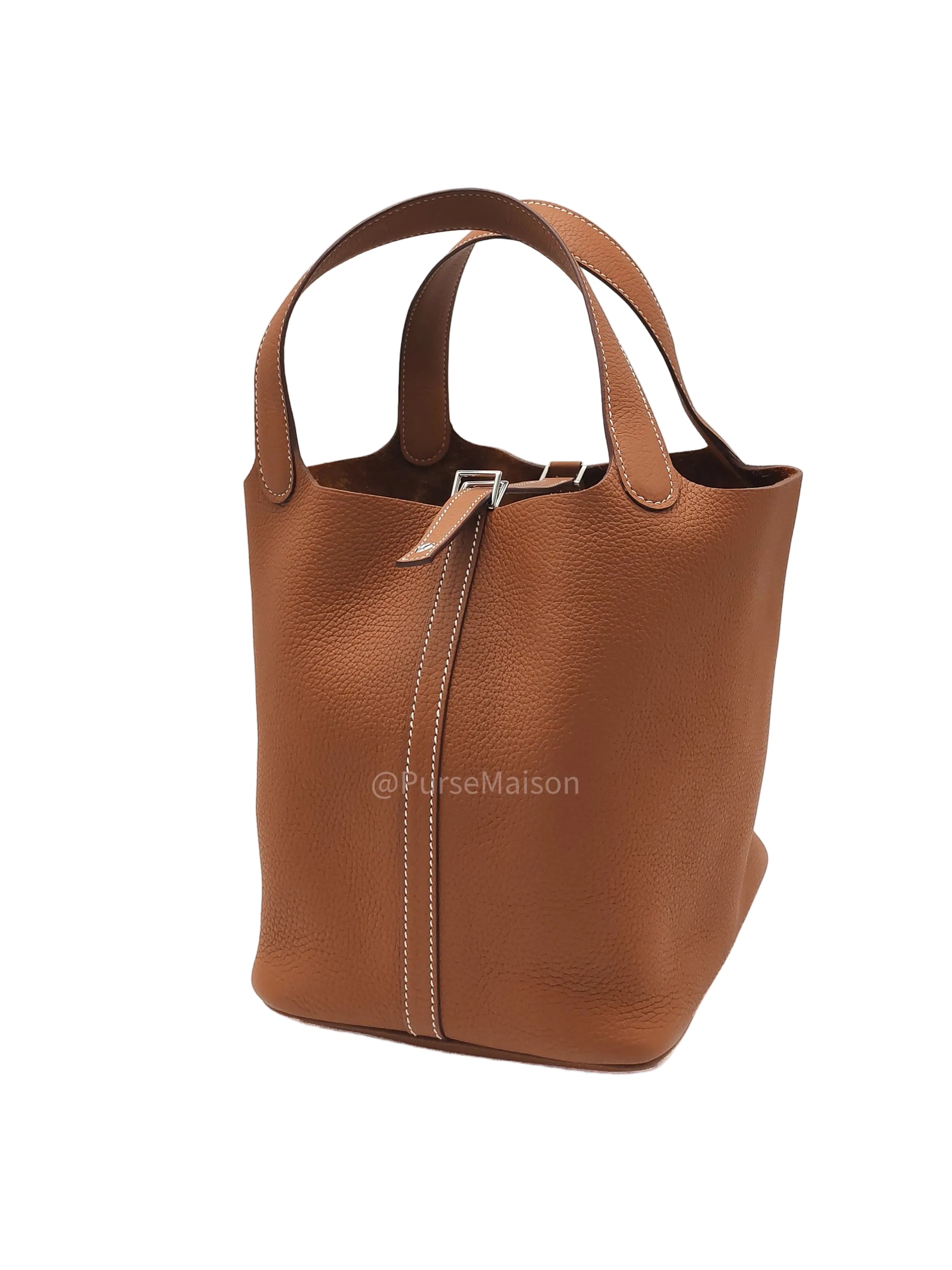 Hermes Picotin 22 in Gold Taurillion Maurice Leather Palladium Hardware Stamp U(2022)