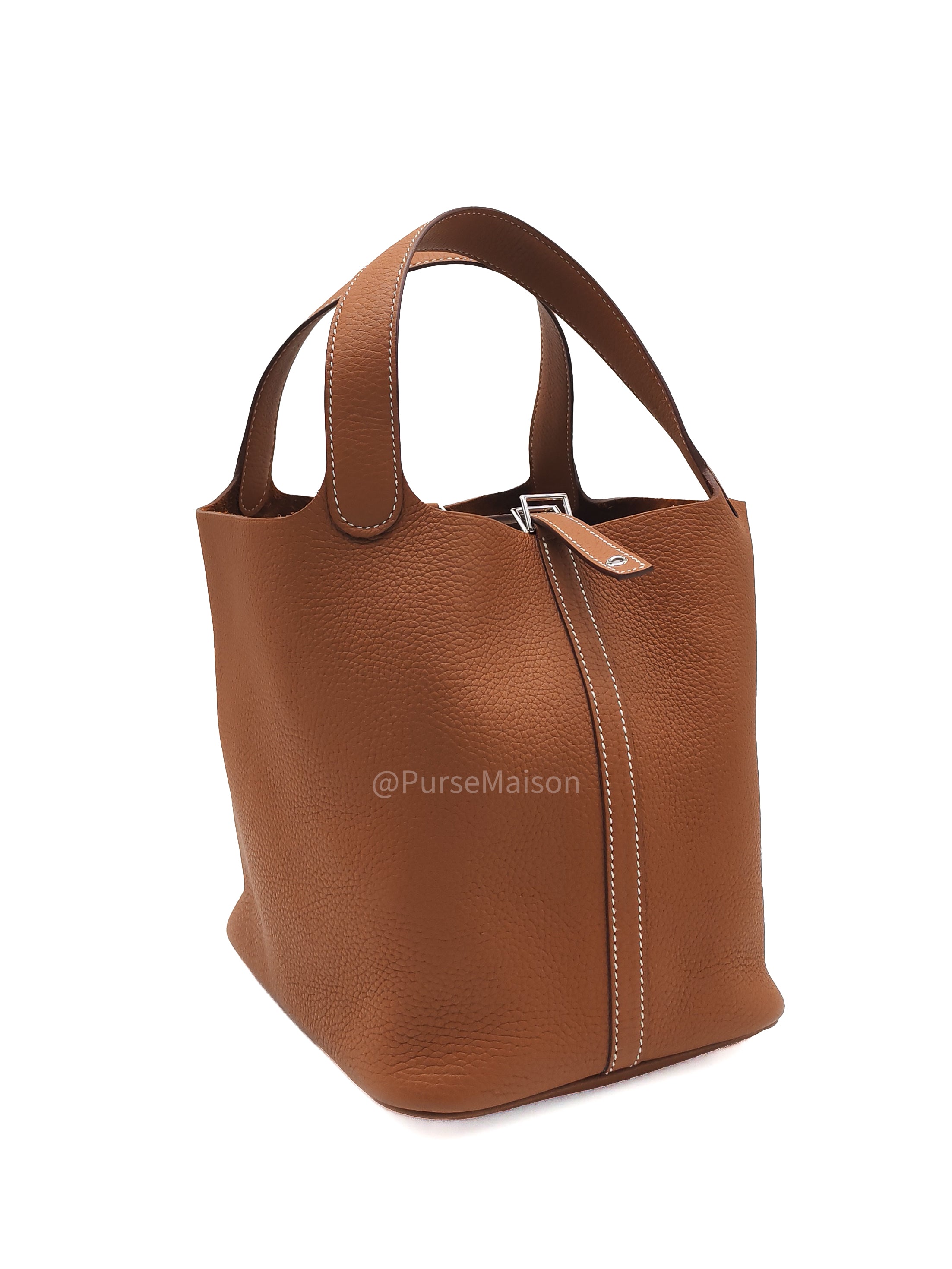 Hermes Picotin 22 in Gold Taurillion Maurice Leather Palladium Hardware Stamp U(2022)