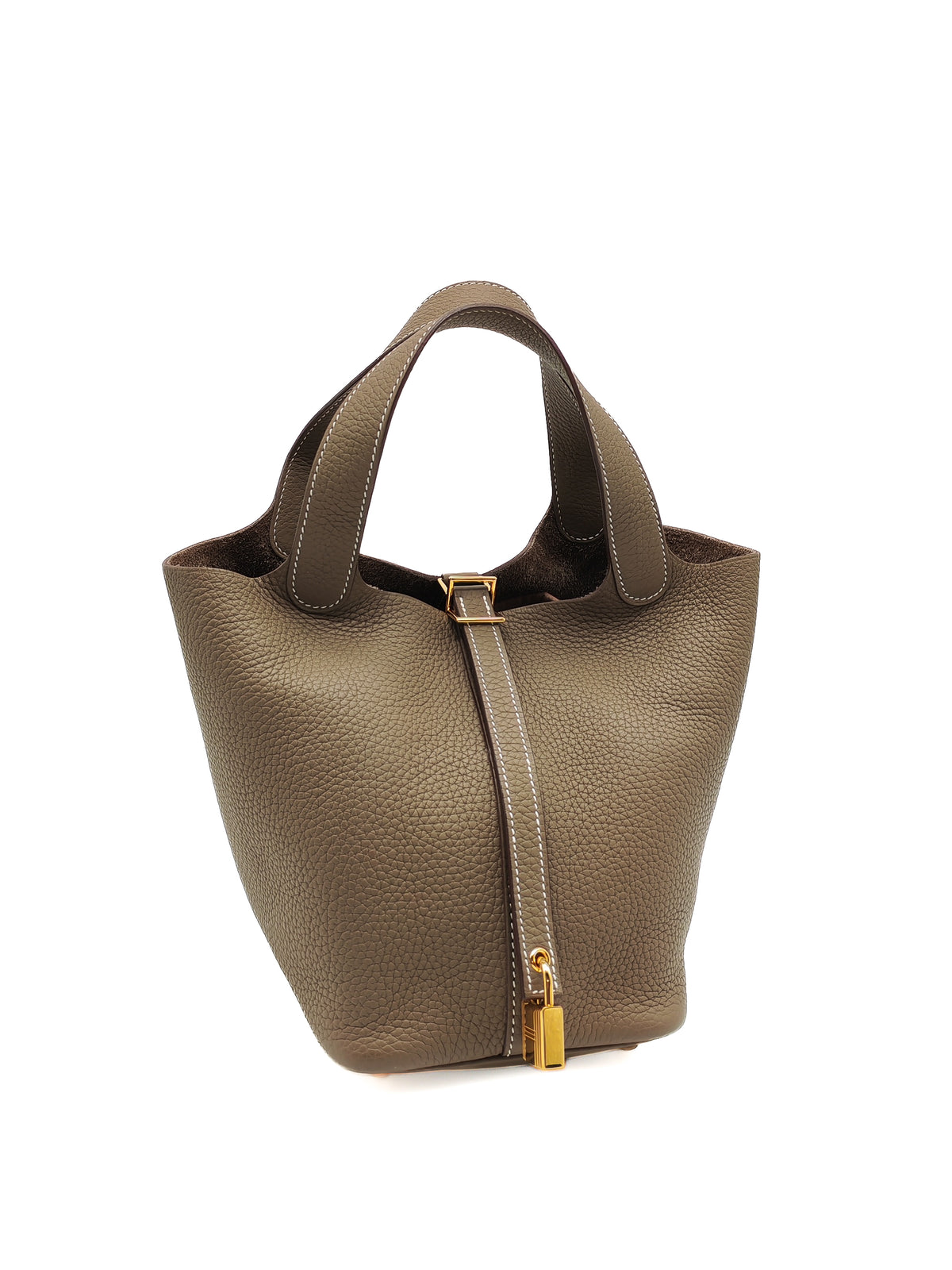 Hermes Picotin Lock 18 in Etoupe Taurillon Clemence Leather Gold Hardware Stamp U (2022)