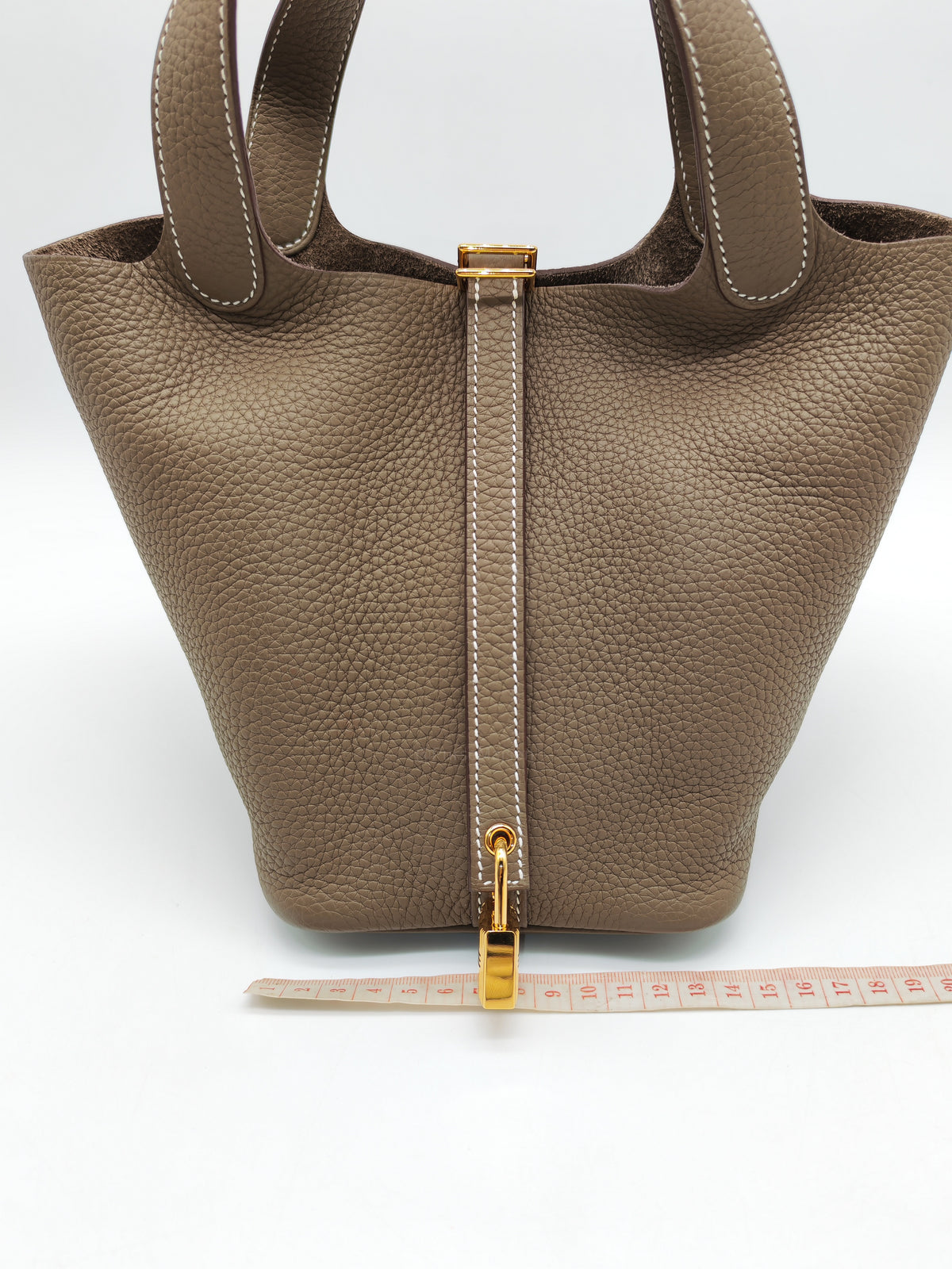 Hermes Picotin Lock 18 in Etoupe Taurillon Clemence Leather Gold Hardware Stamp U (2022)