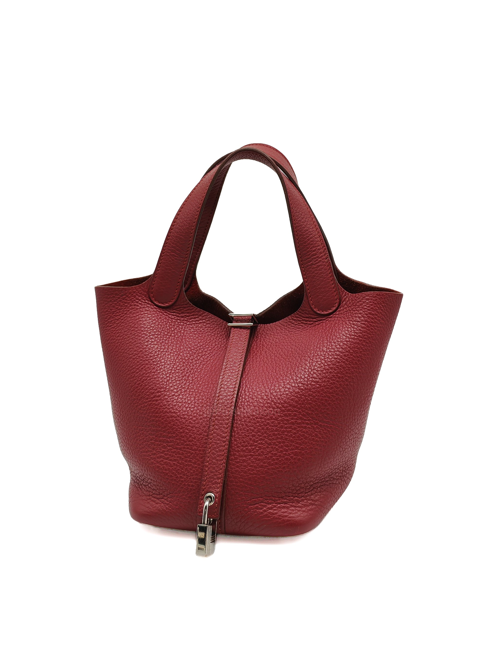 Hermes Picotin Lock 18 in Rouge H Taurillon Clemence Leather and Palladium Hardware Stamp Square O (2011)