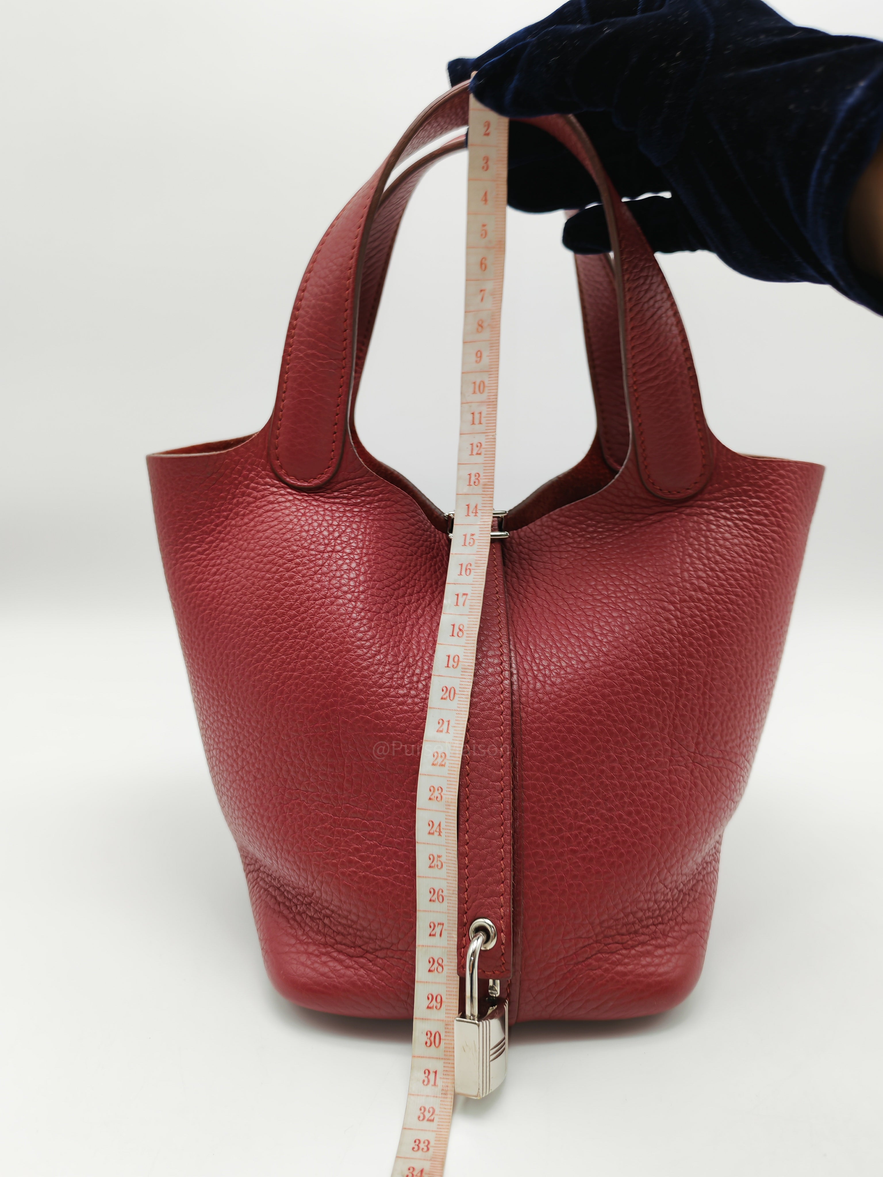 Hermes Picotin Lock 18 in Rouge H Taurillon Clemence Leather and Palladium Hardware Stamp Square O (2011)