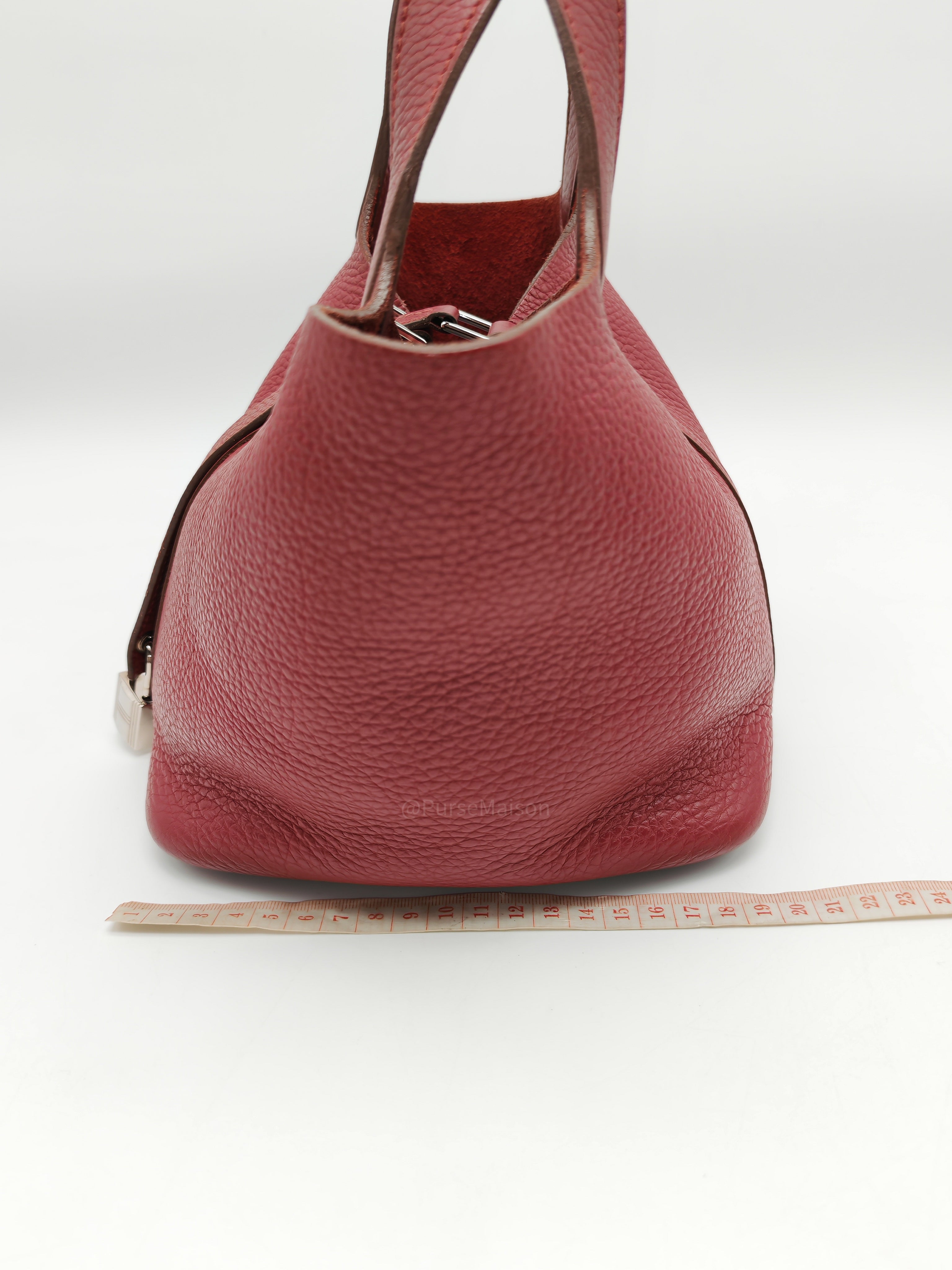 Hermes Picotin Lock 18 in Rouge H Taurillon Clemence Leather and Palladium Hardware Stamp Square O (2011)