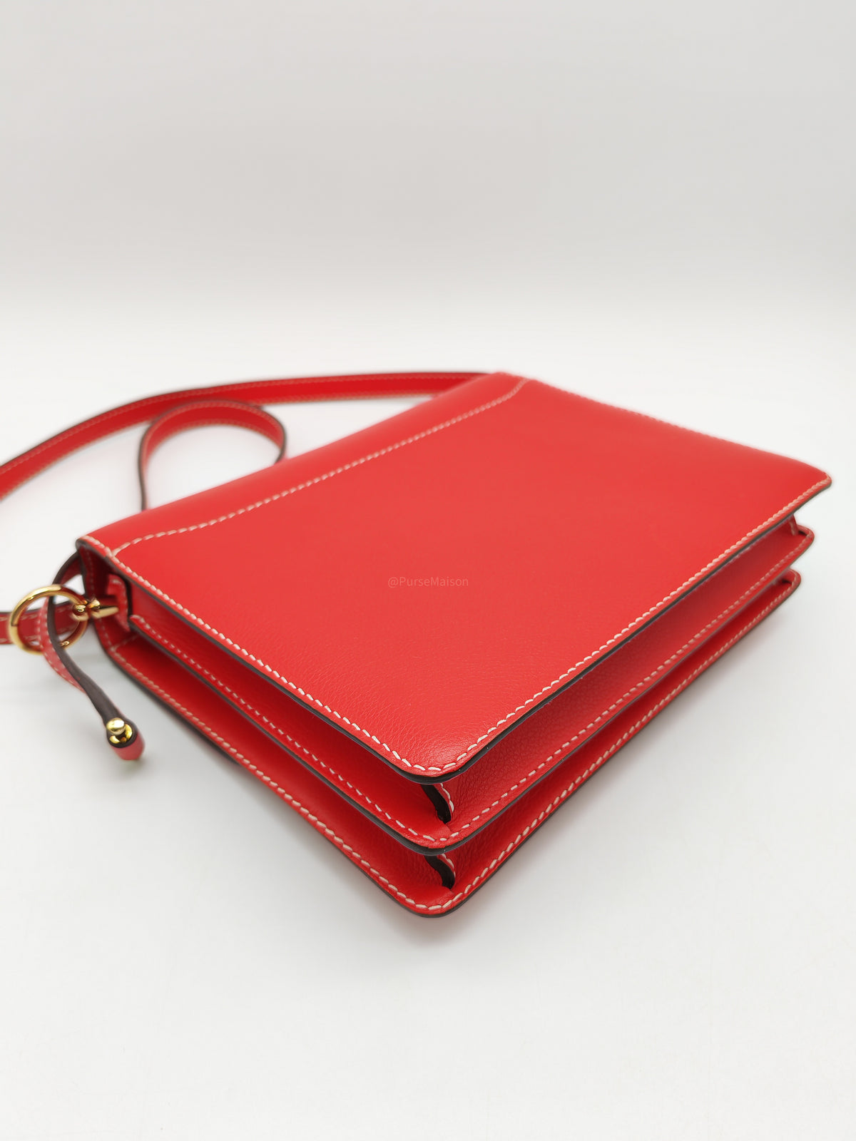 Hermes Roulis 23 in Geranium Evercolor Leather and Gold Hardware Stamp D (2019)