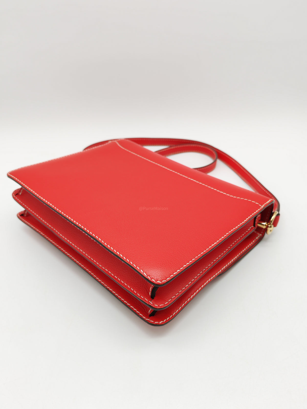 Hermes Roulis 23 in Geranium Evercolor Leather and Gold Hardware Stamp D (2019)