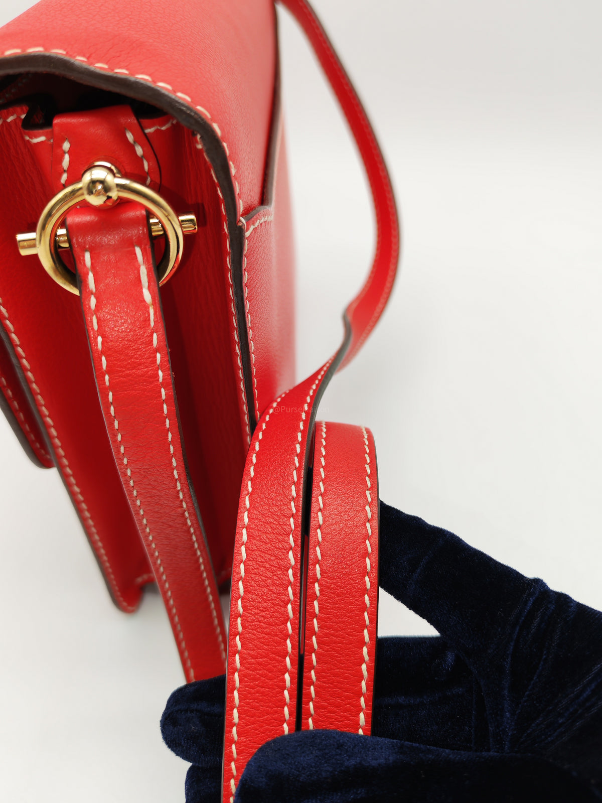 Hermes Roulis 23 in Geranium Evercolor Leather and Gold Hardware Stamp D (2019)