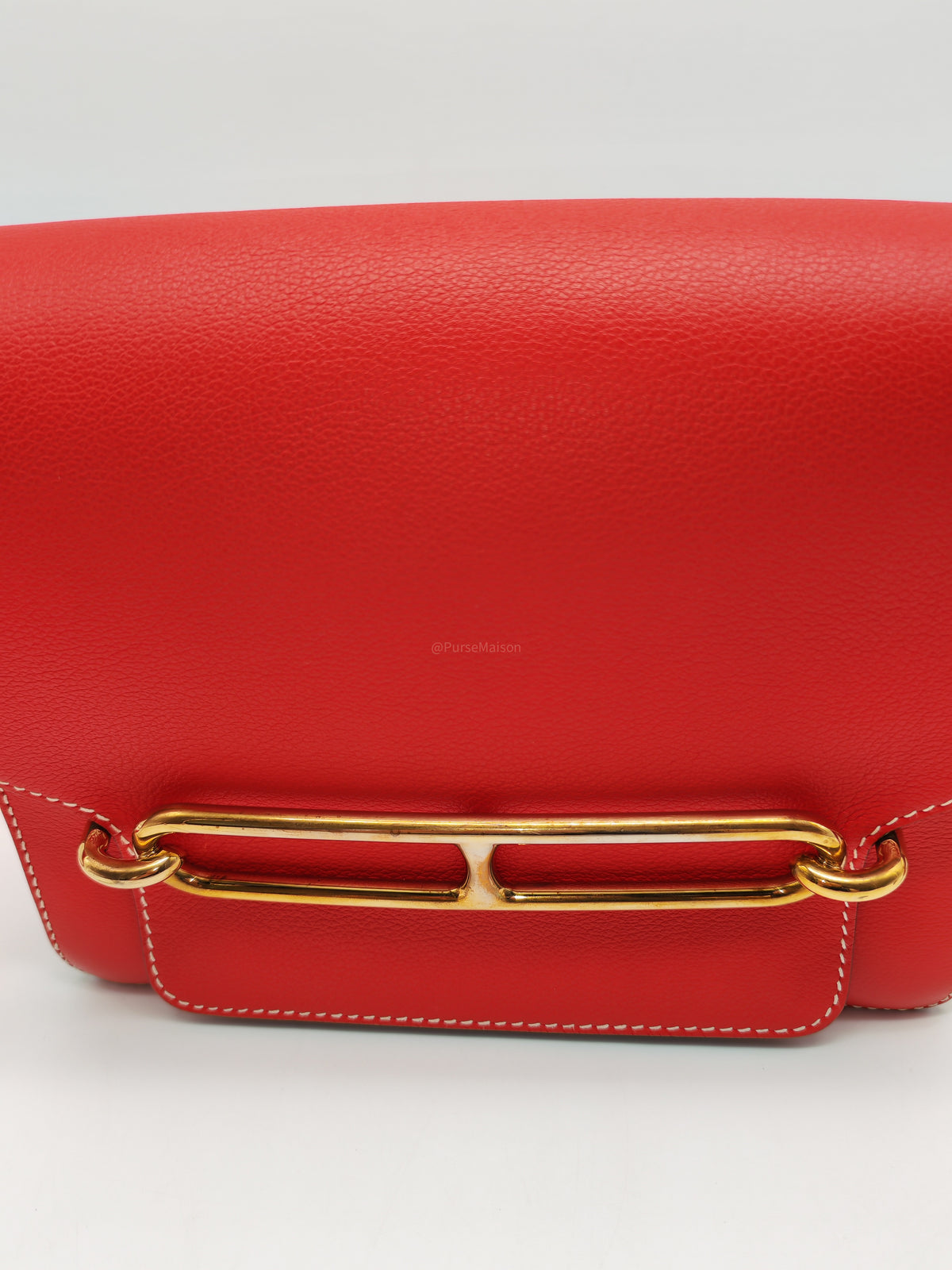 Hermes Roulis 23 in Geranium Evercolor Leather and Gold Hardware Stamp D (2019)