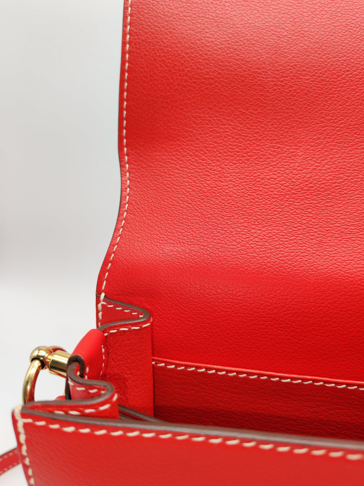 Hermes Roulis 23 in Geranium Evercolor Leather and Gold Hardware Stamp D (2019)