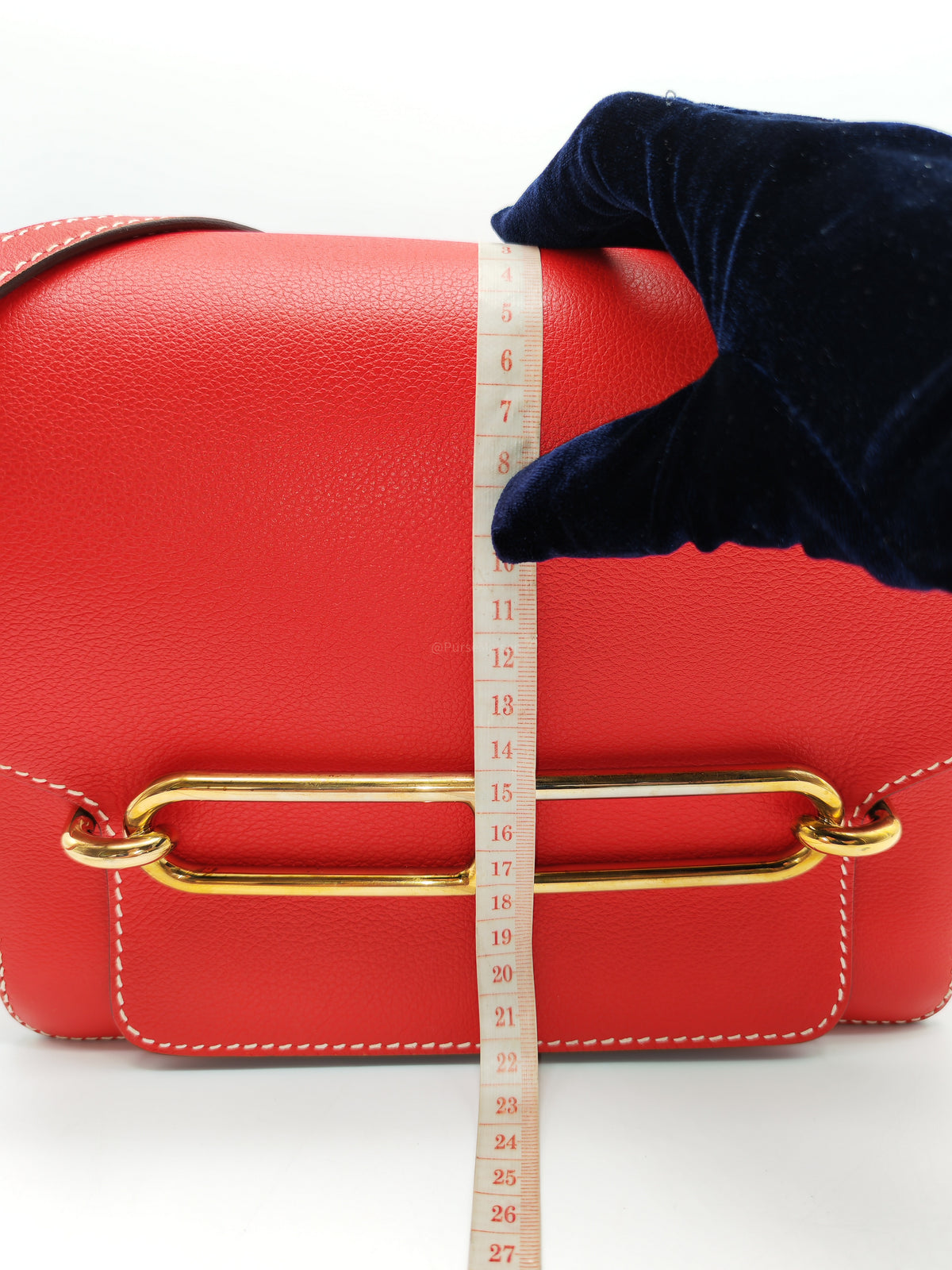 Hermes Roulis 23 in Geranium Evercolor Leather and Gold Hardware Stamp D (2019)