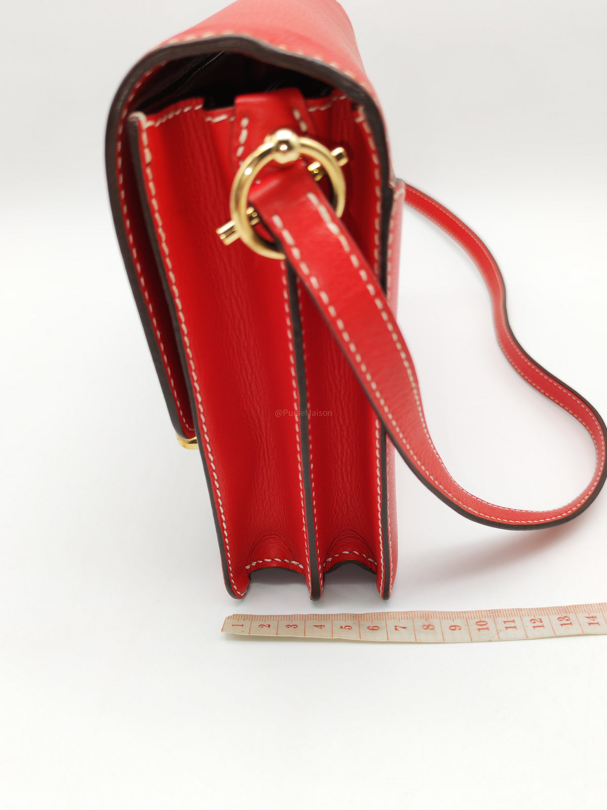 Hermes Roulis 23 in Geranium Evercolor Leather and Gold Hardware Stamp D (2019)