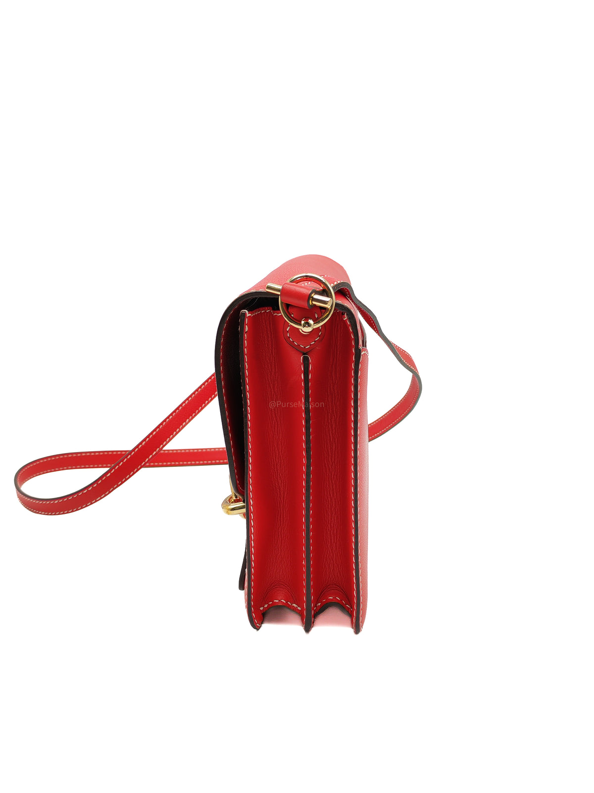 Hermes Roulis 23 in Geranium Evercolor Leather and Gold Hardware Stamp D (2019)