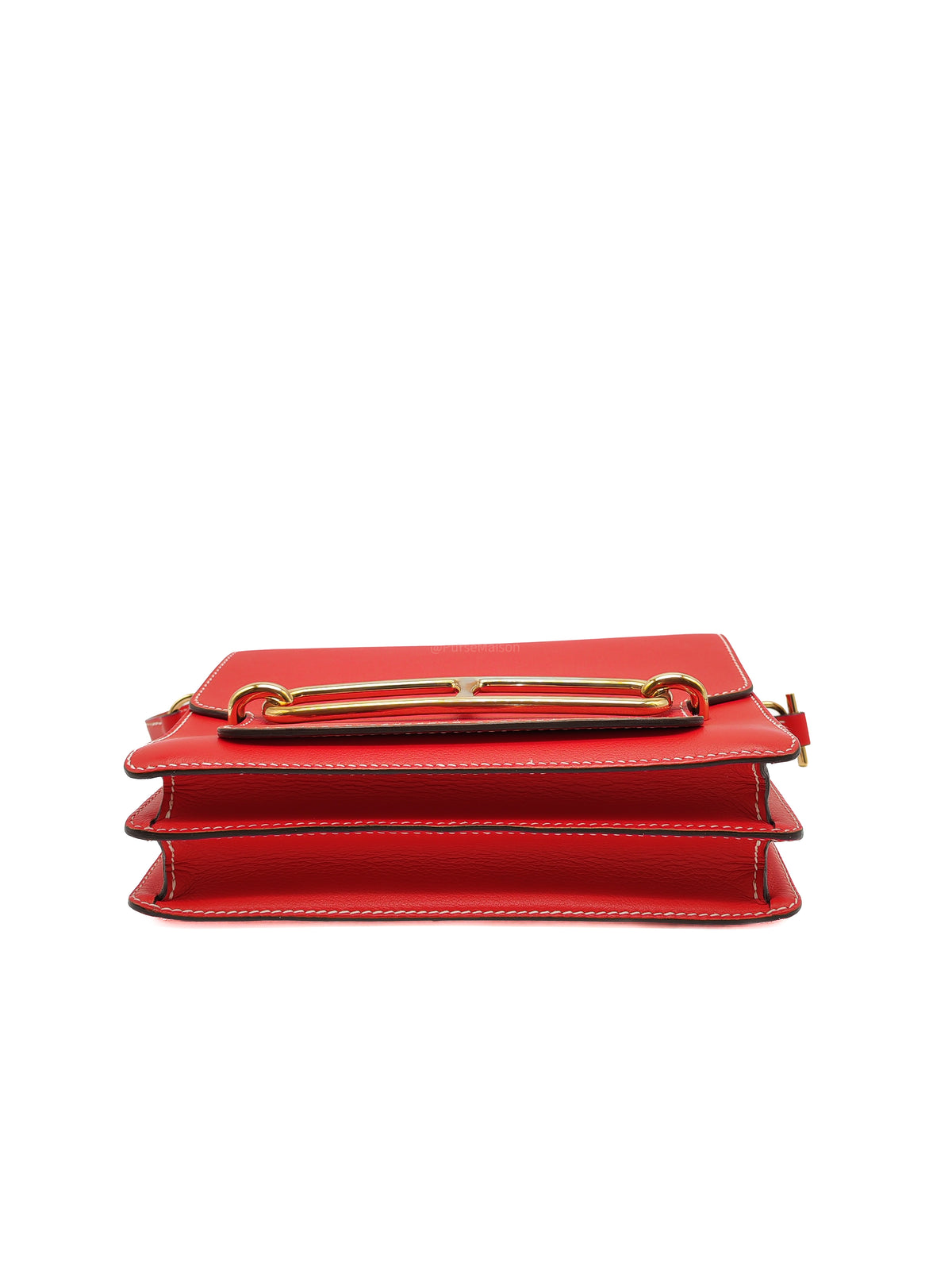 Hermes Roulis 23 in Geranium Evercolor Leather and Gold Hardware Stamp D (2019)