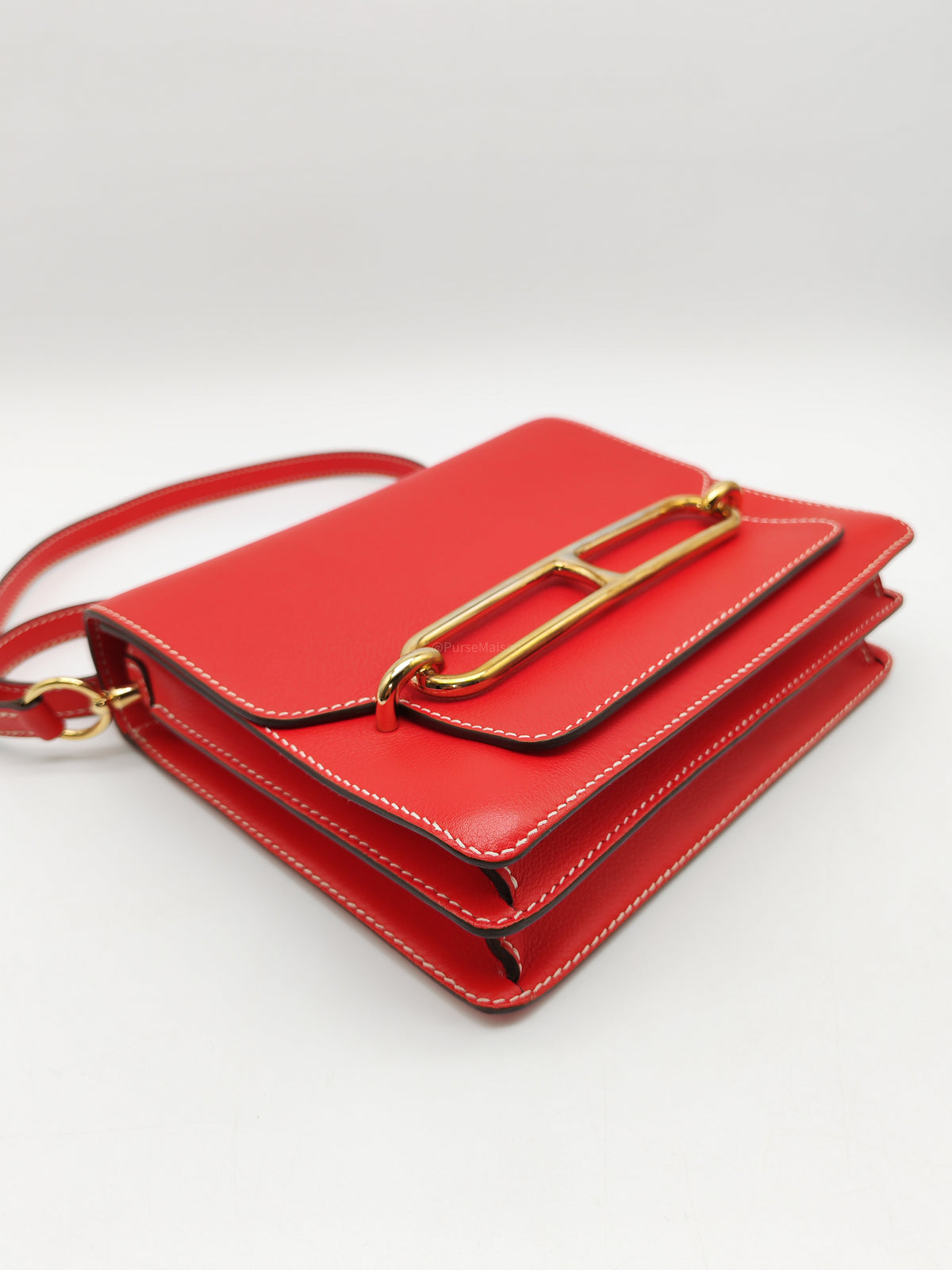 Hermes Roulis 23 in Geranium Evercolor Leather and Gold Hardware Stamp D (2019)