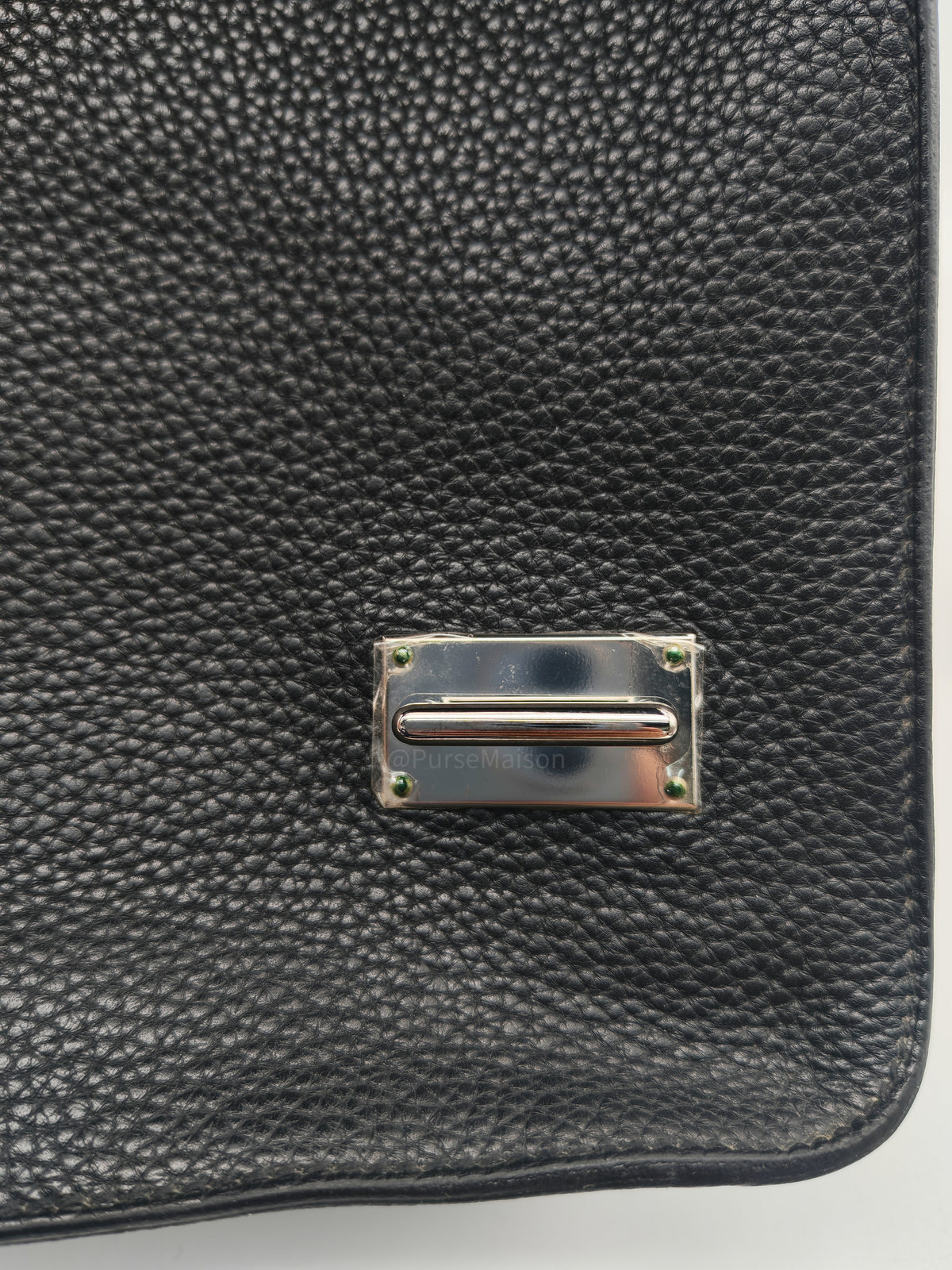 Hermes Steve Messenger Bag in Noir Taurillon Clemence Leather and Palladium Hardware Stamp Square Q (2013) | Purse Maison Luxury Bags Shop