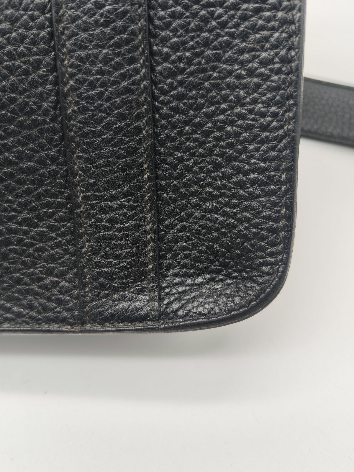 Hermes Steve Messenger Bag in Noir Taurillon Clemence Leather and Palladium Hardware Stamp Square Q (2013) | Purse Maison Luxury Bags Shop