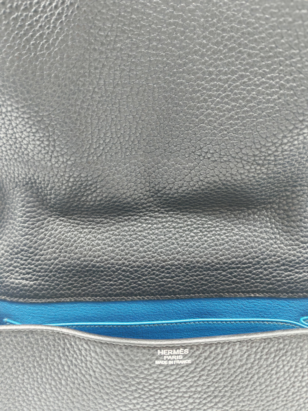 Hermes Steve Messenger Bag in Noir Taurillon Clemence Leather and Palladium Hardware Stamp Square Q (2013) | Purse Maison Luxury Bags Shop