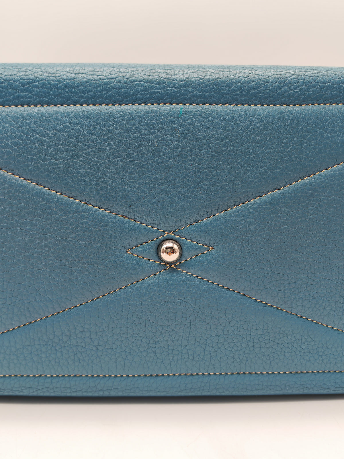 Hermes Victoria ll 35 Bag in Blue Jean Clemence Leather and Palladium Hardware Stamp Square K (2007)