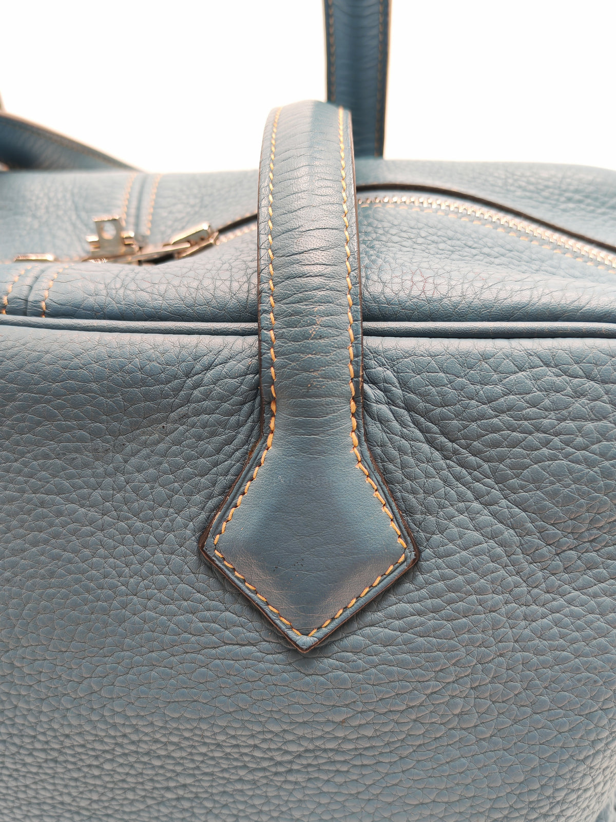 Hermes Victoria ll 35 Bag in Blue Jean Clemence Leather and Palladium Hardware Stamp Square K (2007)