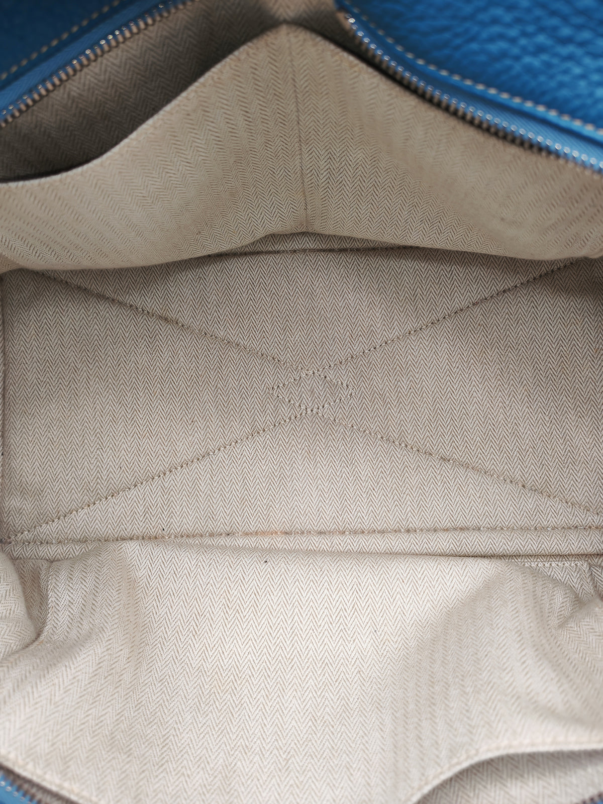 Hermes Victoria ll 35 Bag in Blue Jean Clemence Leather and Palladium Hardware Stamp Square K (2007)