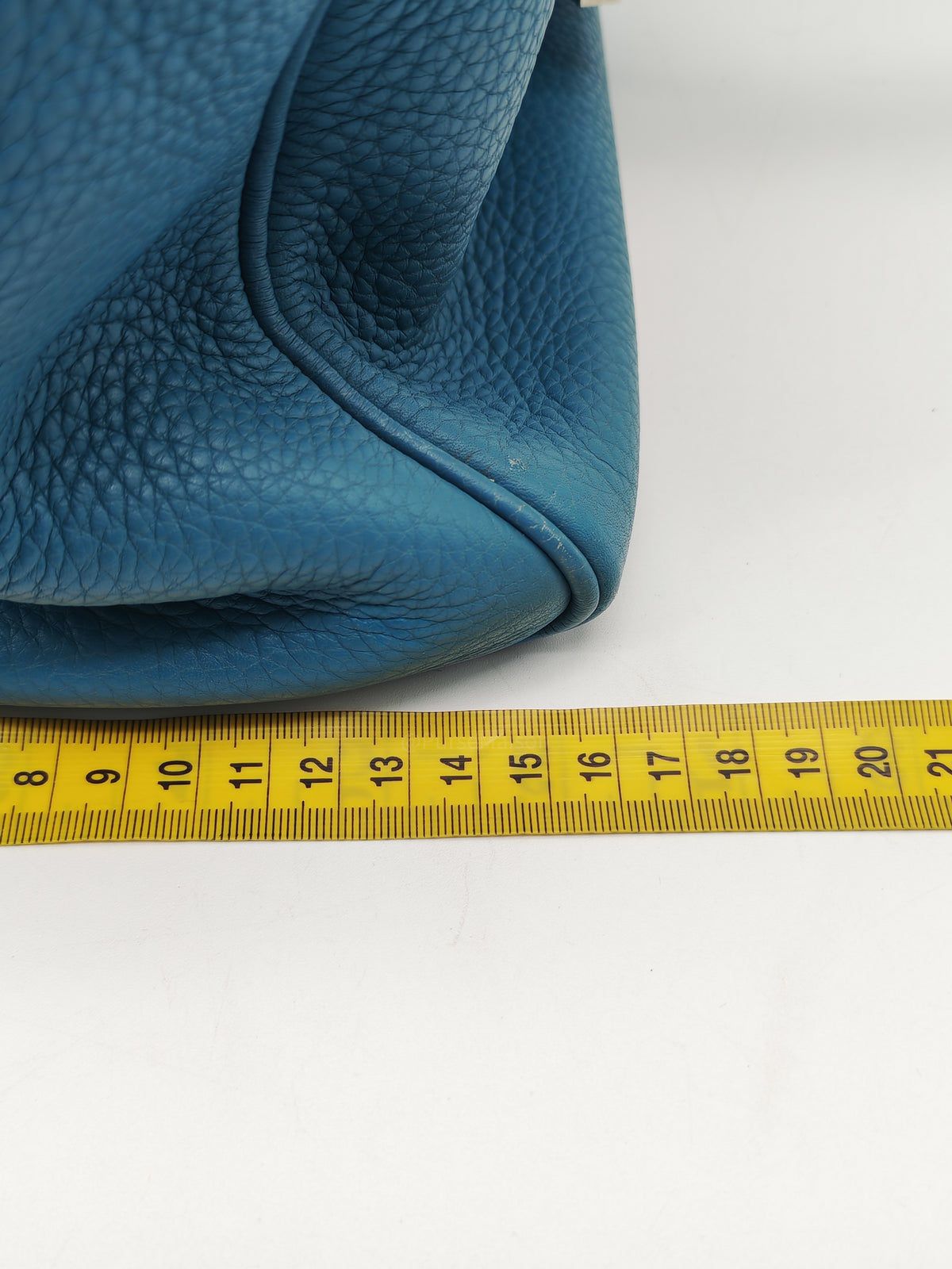 Hermes Victoria ll 35 Bag in Blue Jean Clemence Leather and Palladium Hardware Stamp Square K (2007)