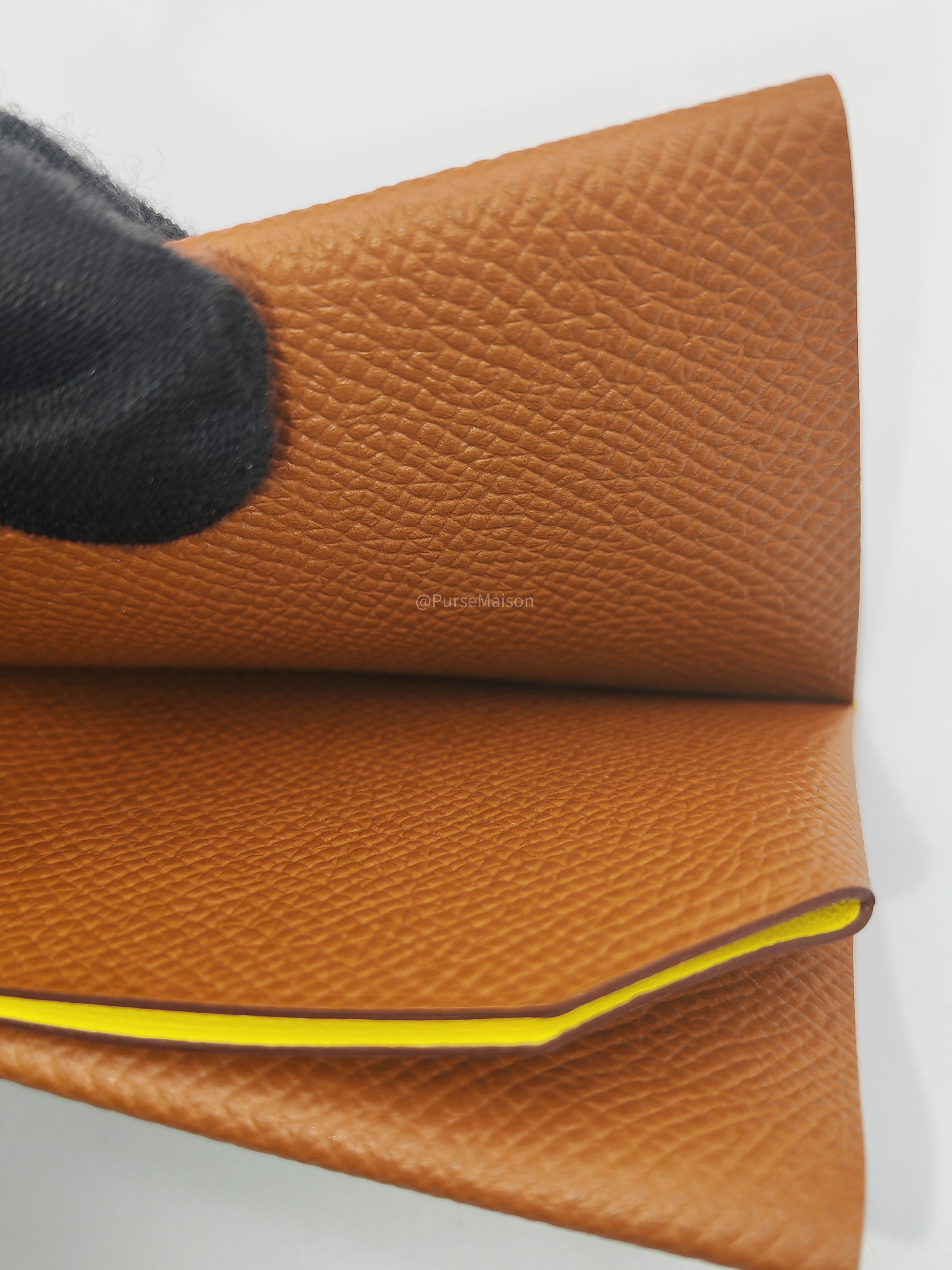 Hermes H Sellier Card Holder in Gold Epsom Leather Stamp W (2024)