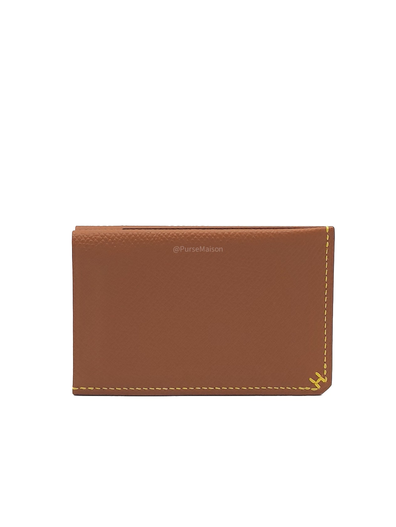 Hermes H Sellier Card Holder in Gold Epsom Leather Stamp W (2024)
